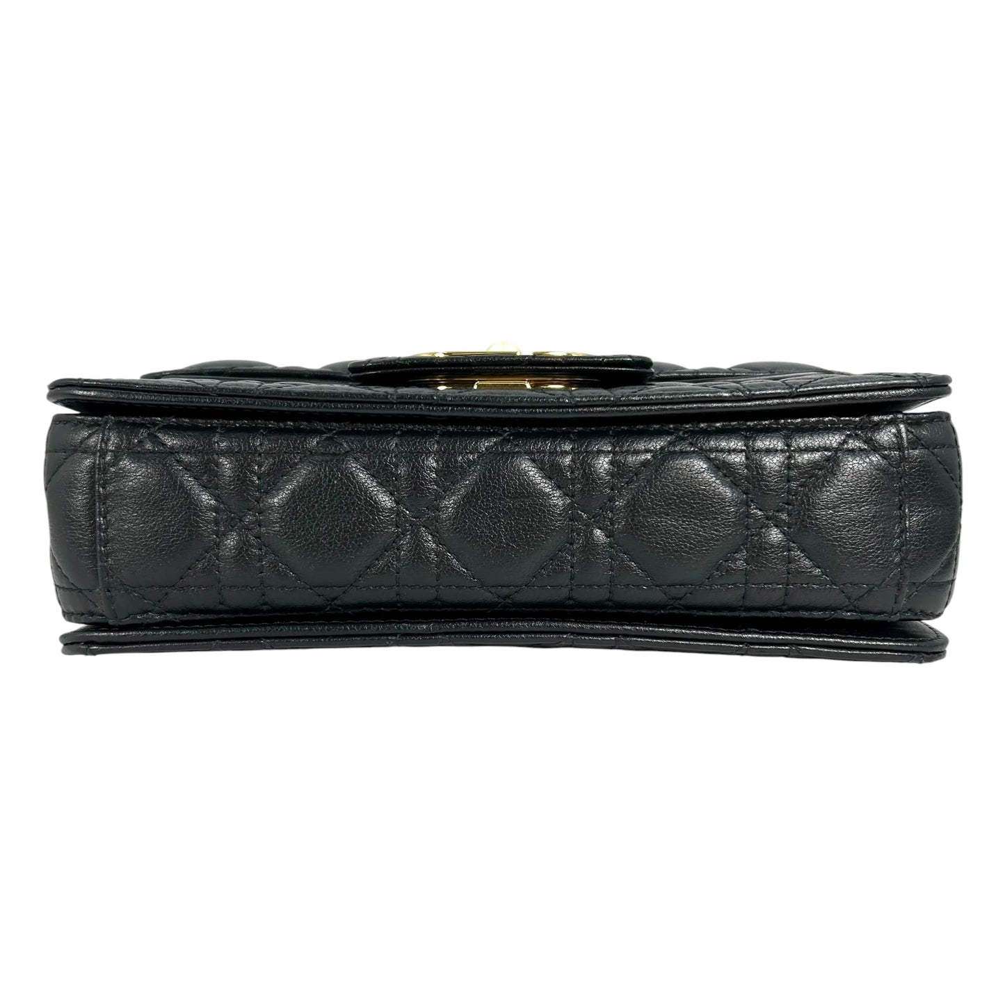 Christian Dior Jolie Top Handle Bag Calfskin Hand Bag Shoulder Bag - Black