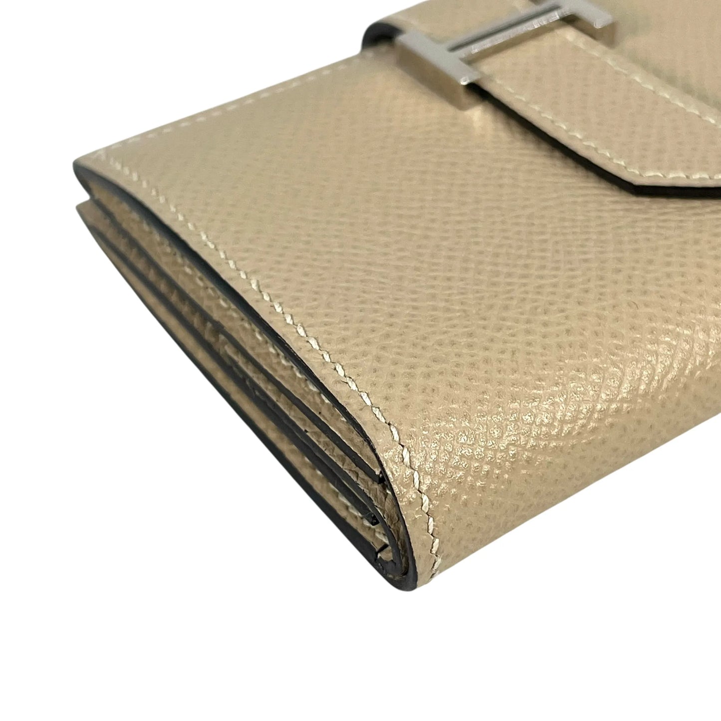 HERMES Bean Mini Business Card Holder Compact Wallet - Beige