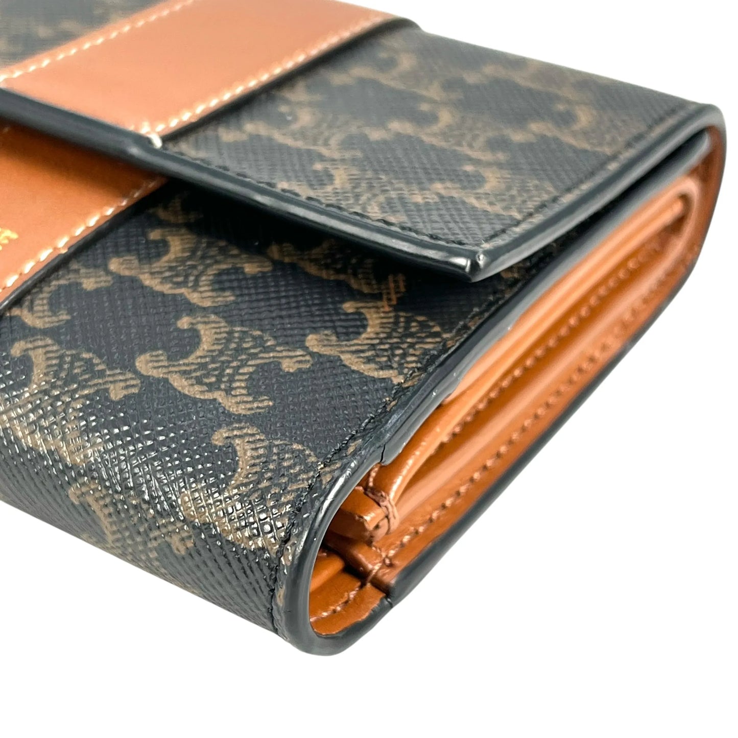 CELINE Triomphe Canvas Compact Wallet - Darkbrown