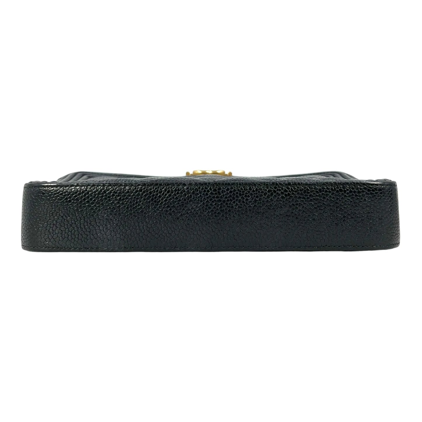 CHANEL Caviarskin Boy Double Zip Around Chain Wallet - Black