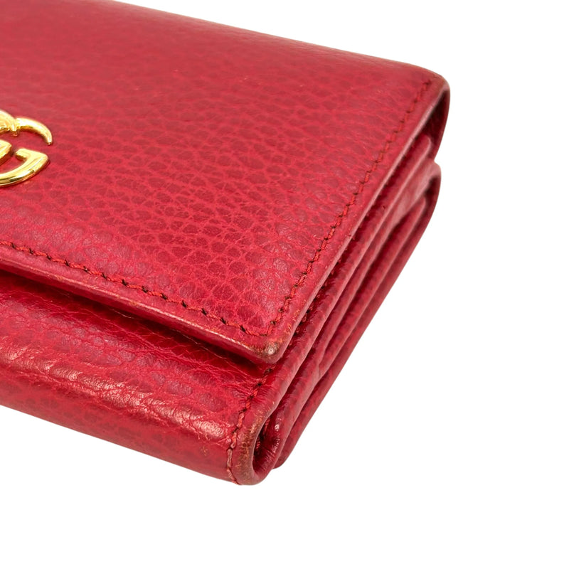GUCCI GG Marmont Leather Trifold Compact Wallet - Red