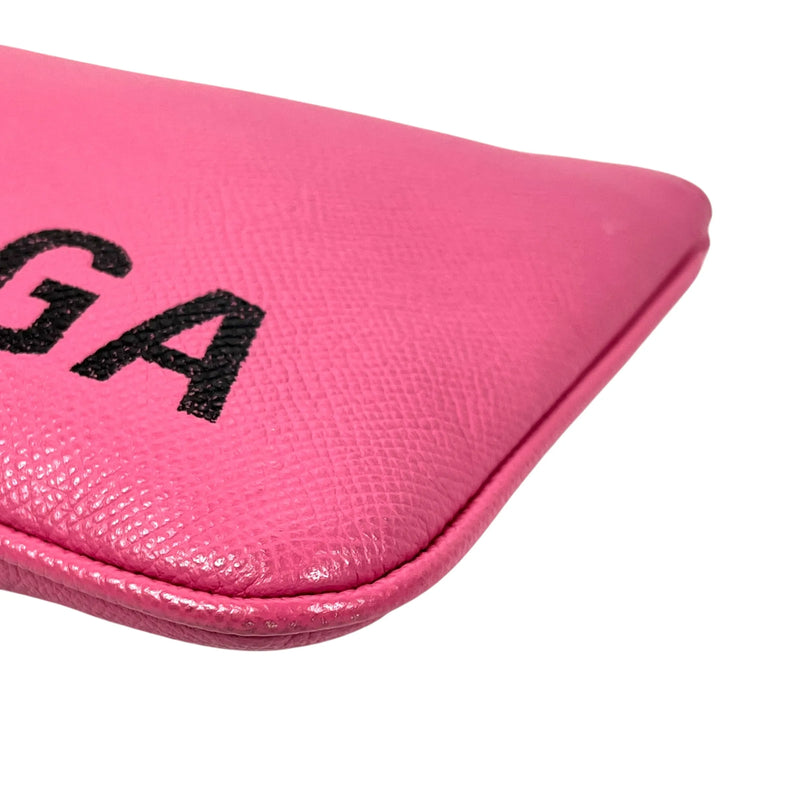 BALENCIAGA Ville Logo Leather Pouch Clutch Bag - Pink