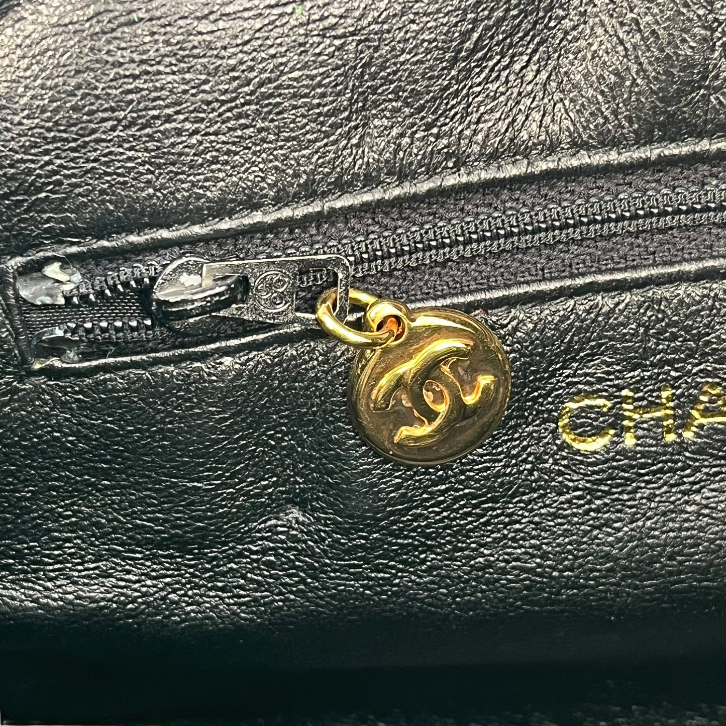 CHANEL Fringed Charm Chain Shoulder Green