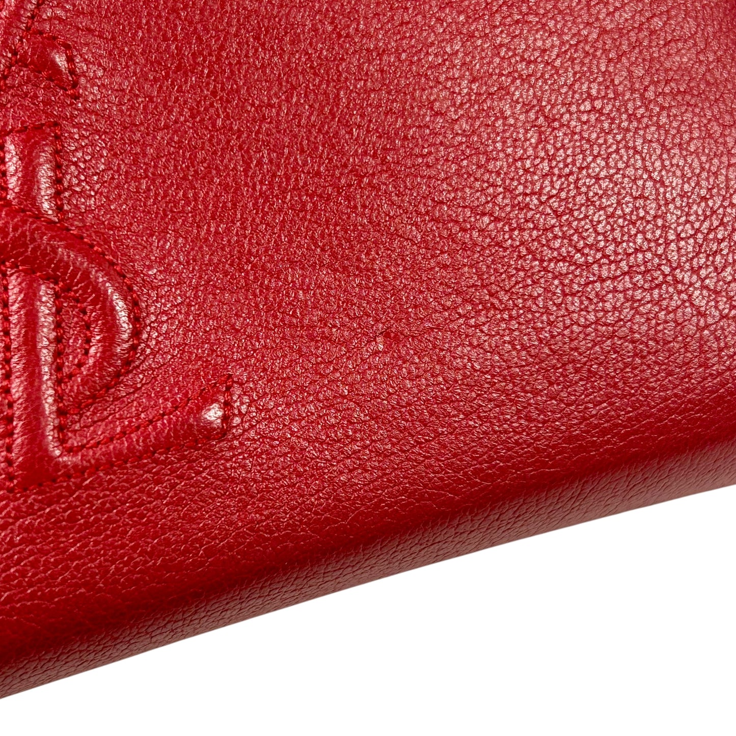 Saint Laurent YSL Logo Leather Round Zip Long Wallet - Red