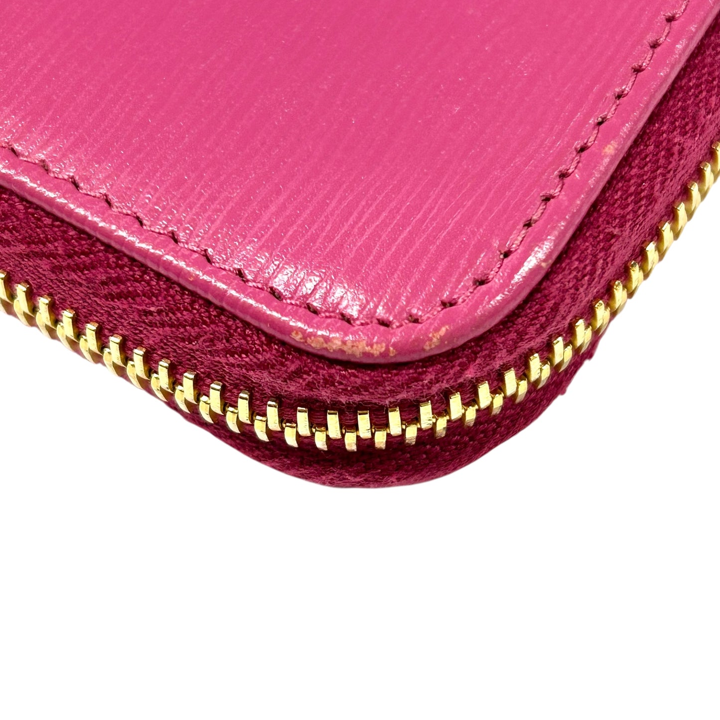 PRADA Round Zip Compact Wallet Coin Purse - Pink