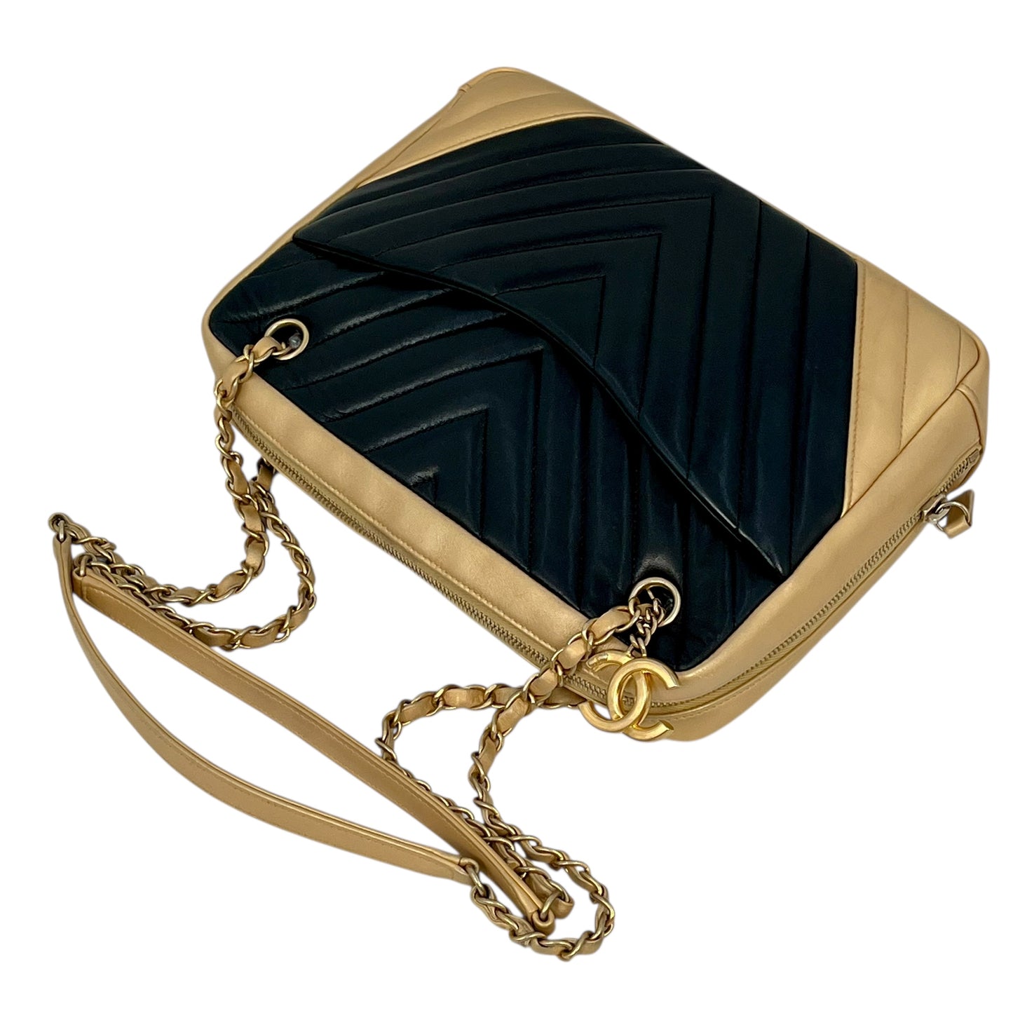 CHANEL Chevron V-Stitch Coco Mark Hand Bag