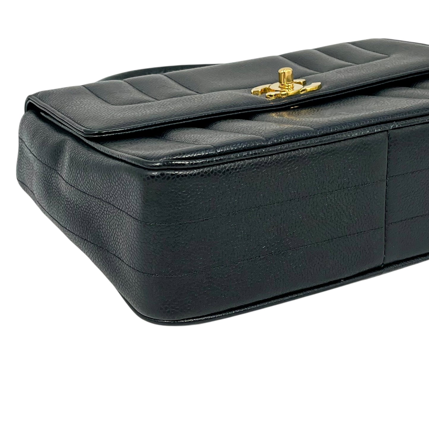 CHANEL Mademoiselle Caviar Skin Hand Bag - Black