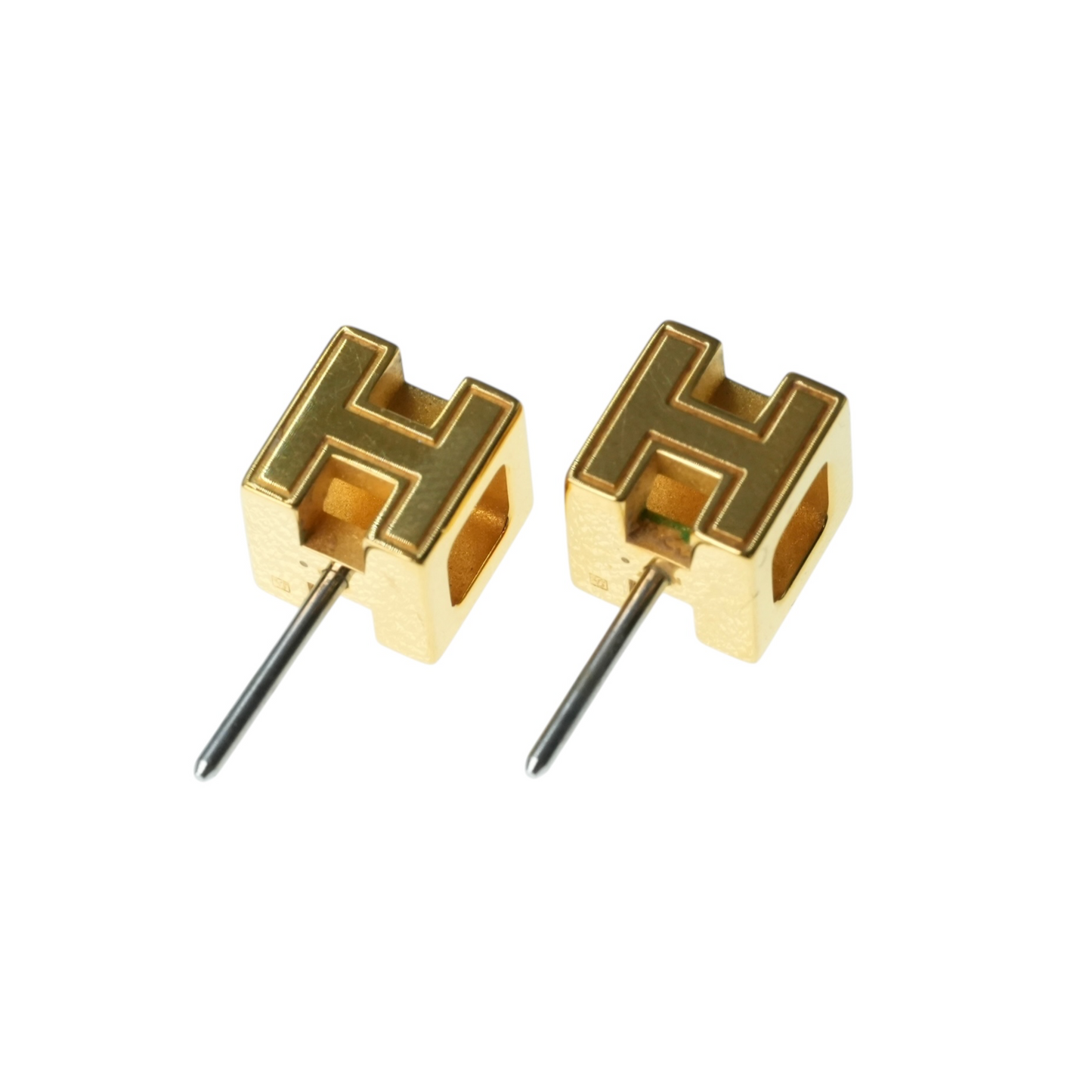 HERMES Cage d' H Cube Earring Orange