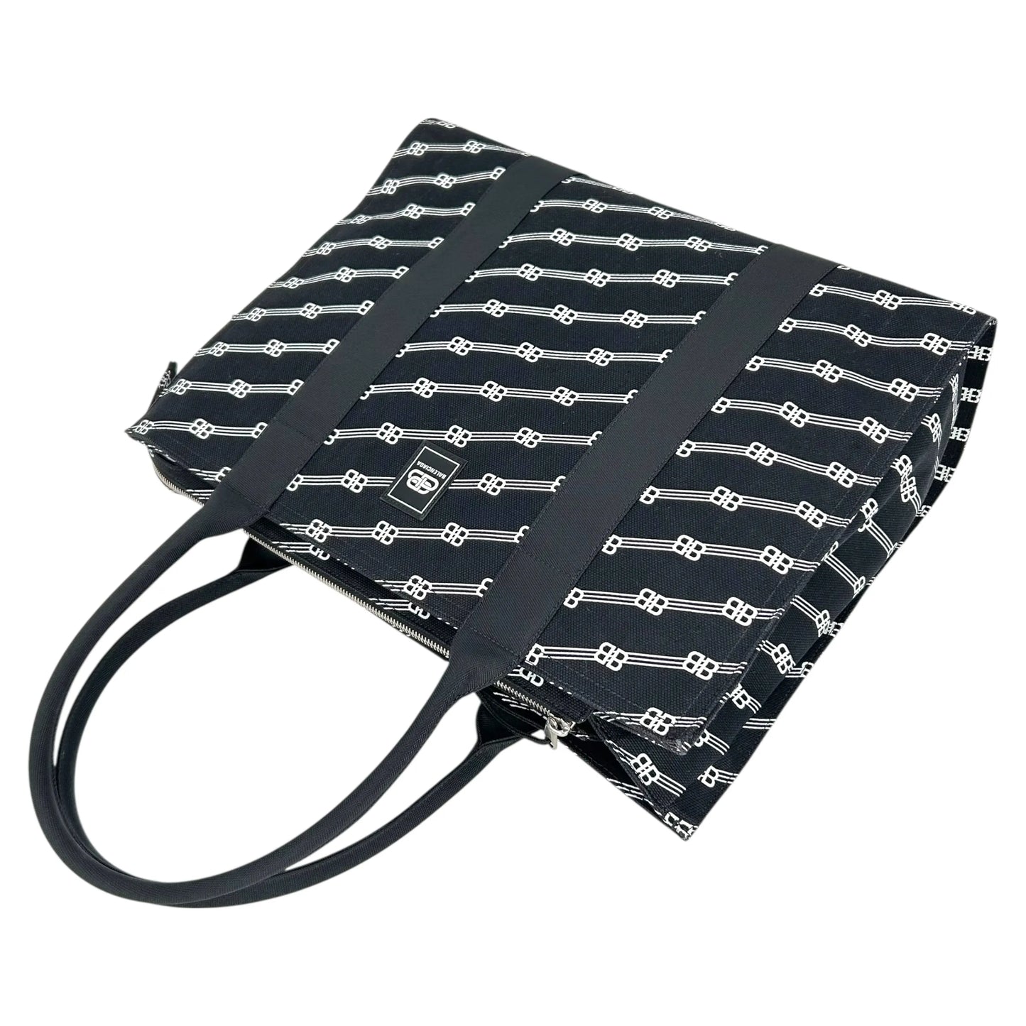 Balenciaga Large BB Monogram Hand Bag Tote Bag - Black