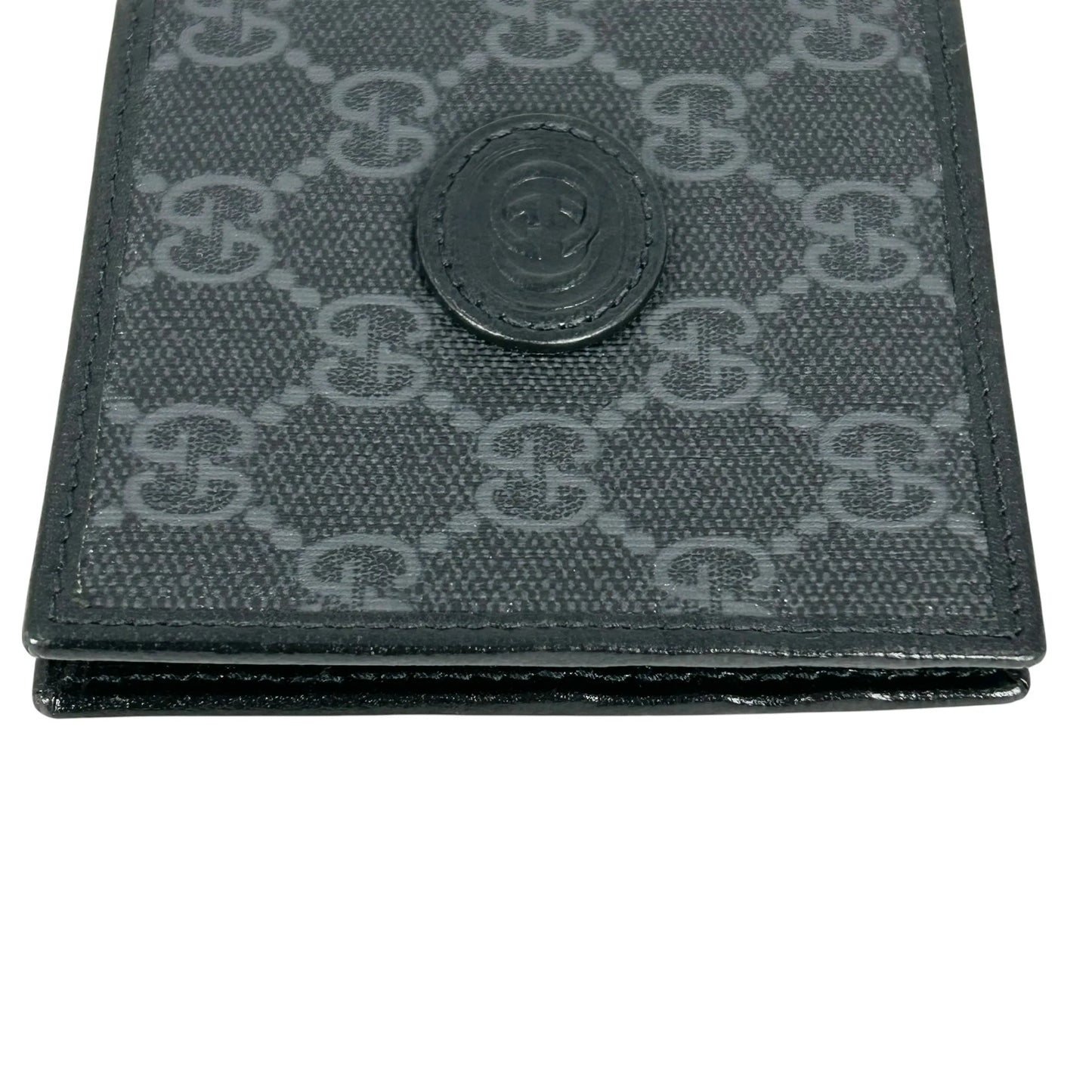GUCCI Interloking G GG Supreme Money Clip Compact Wallet - Black