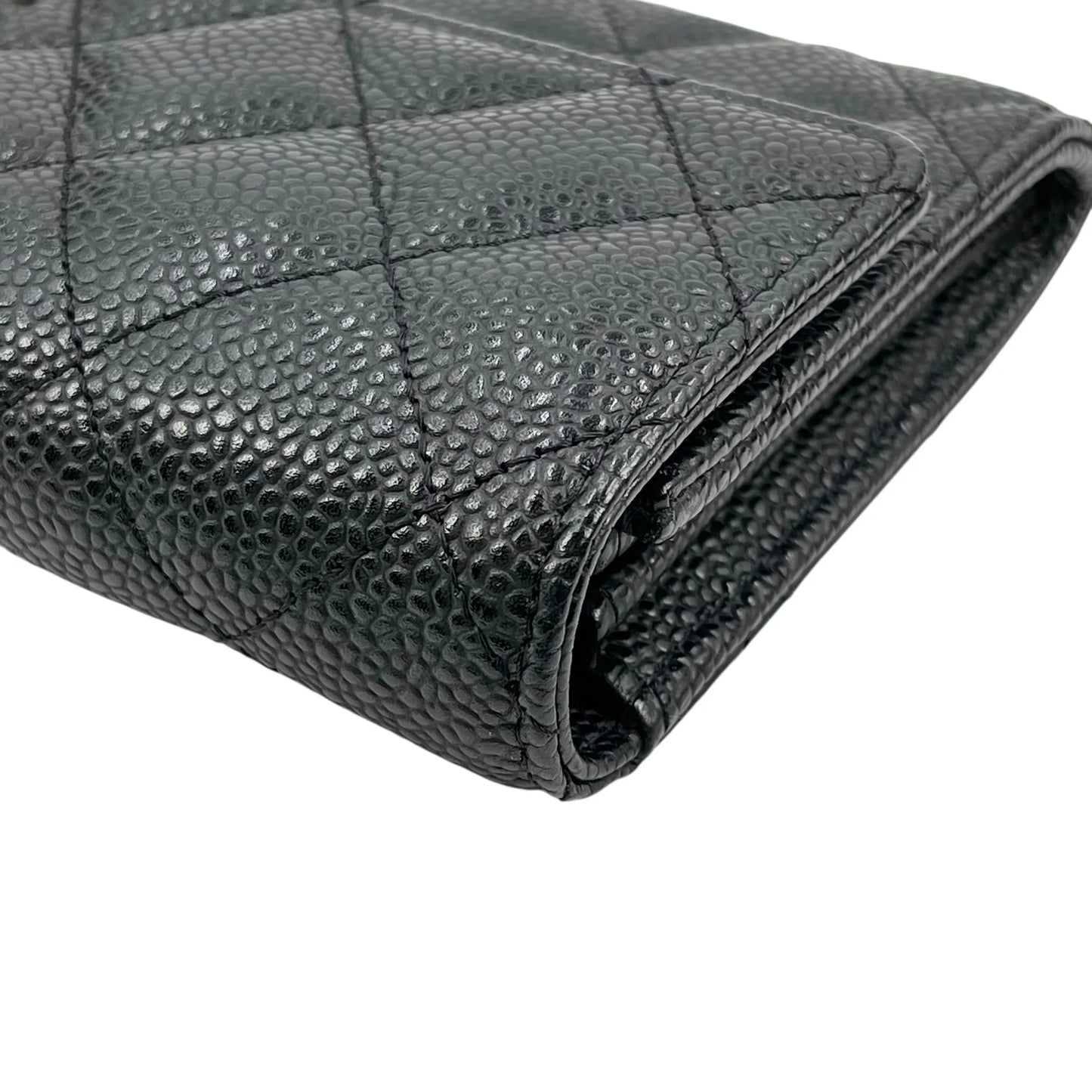CHANEL Materasse Caviar Skin Classic Flap Long Wallet - Black