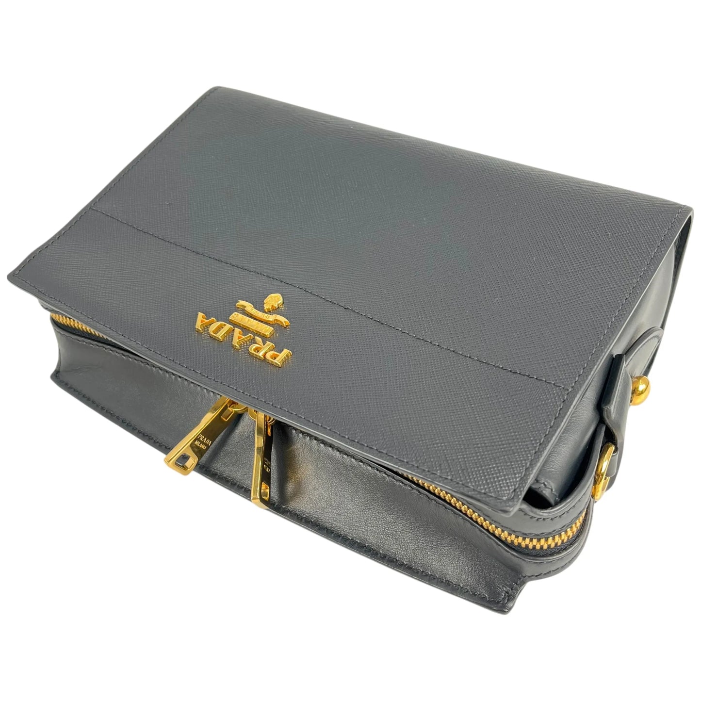 PRADA Esplanade Saffiano Leather Shoulder Bag - Black