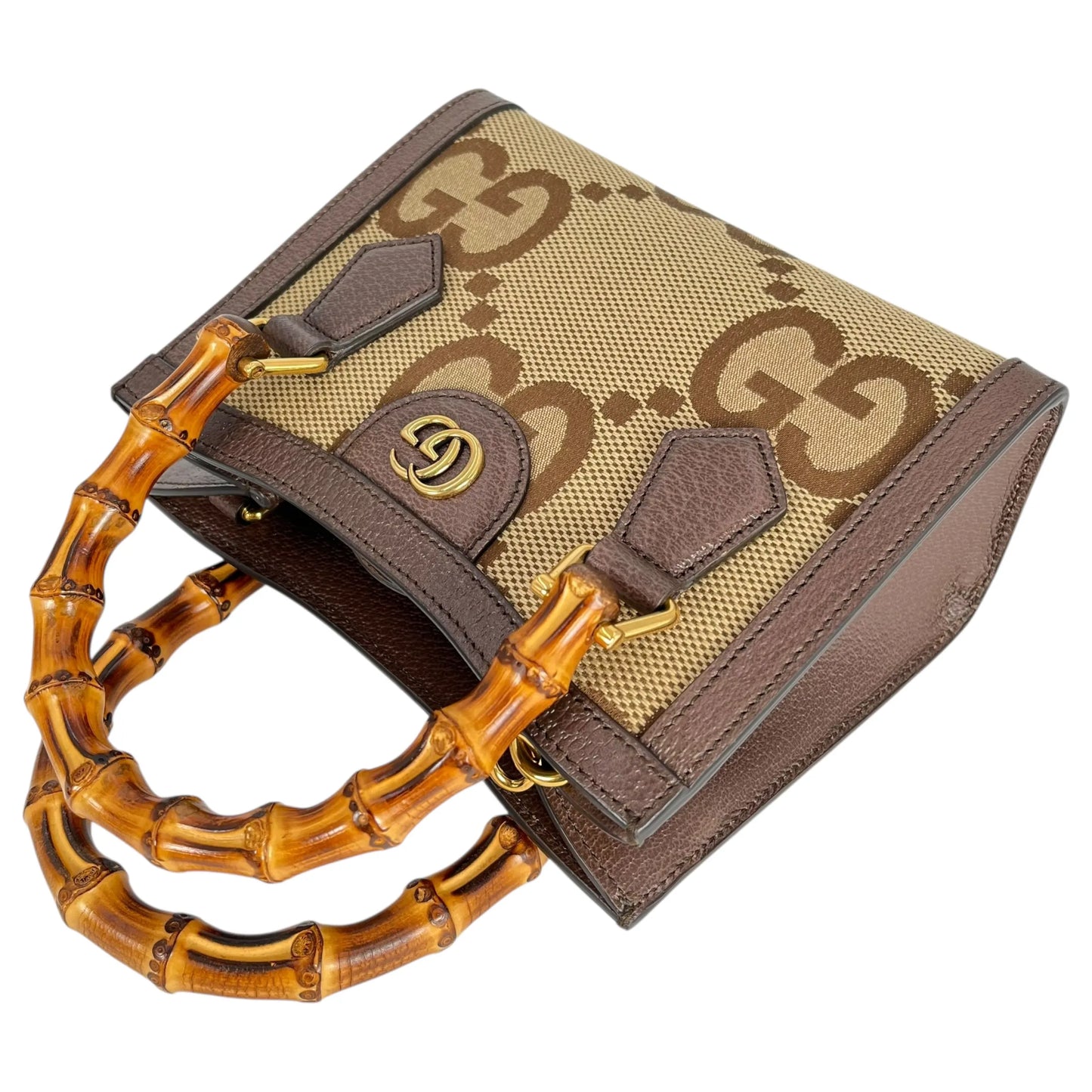 GUCCI Diana GG Bamboo Mini Hand Bag - Brown