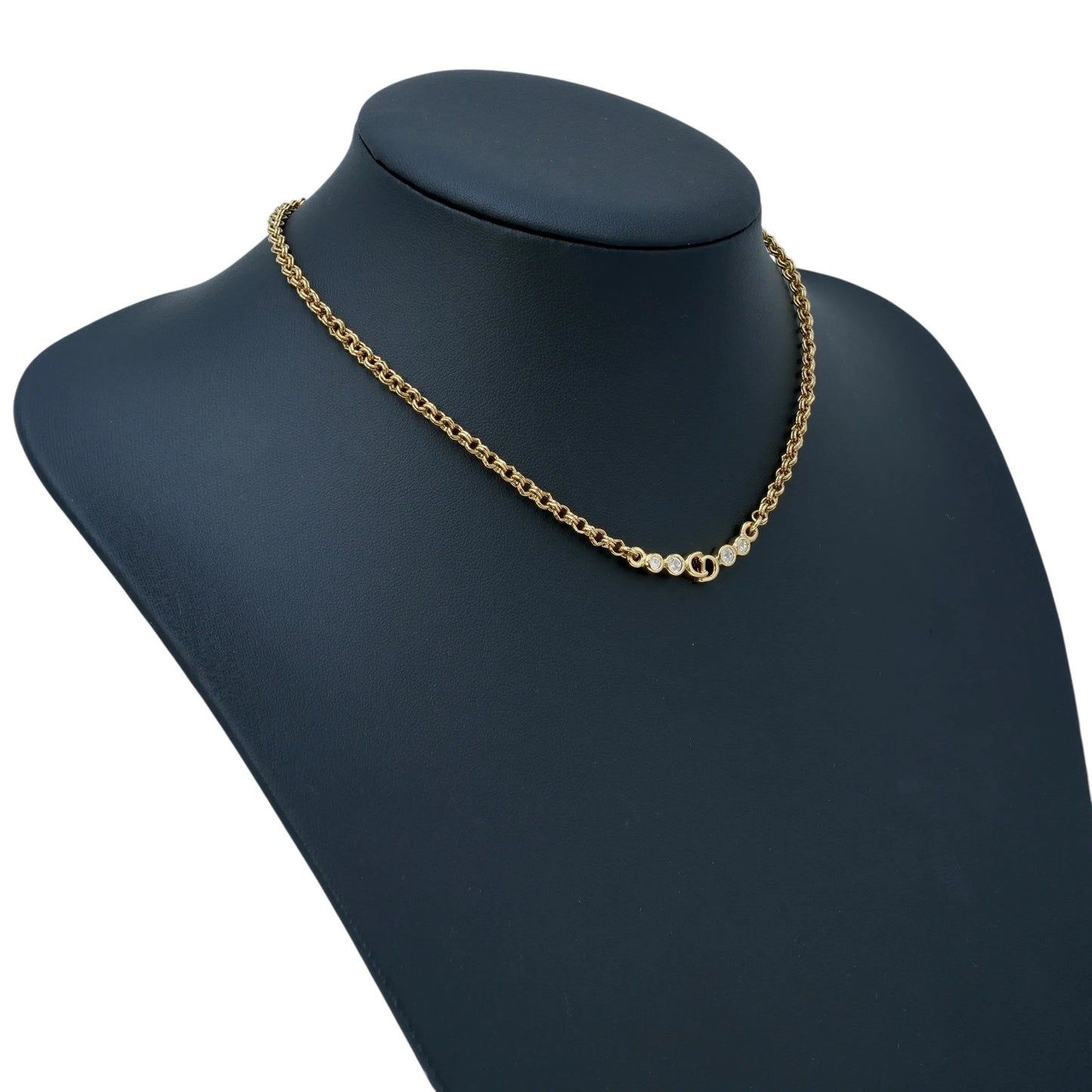 Dior CD Logo Rhinestone Necklace - Gold Plated - 31809