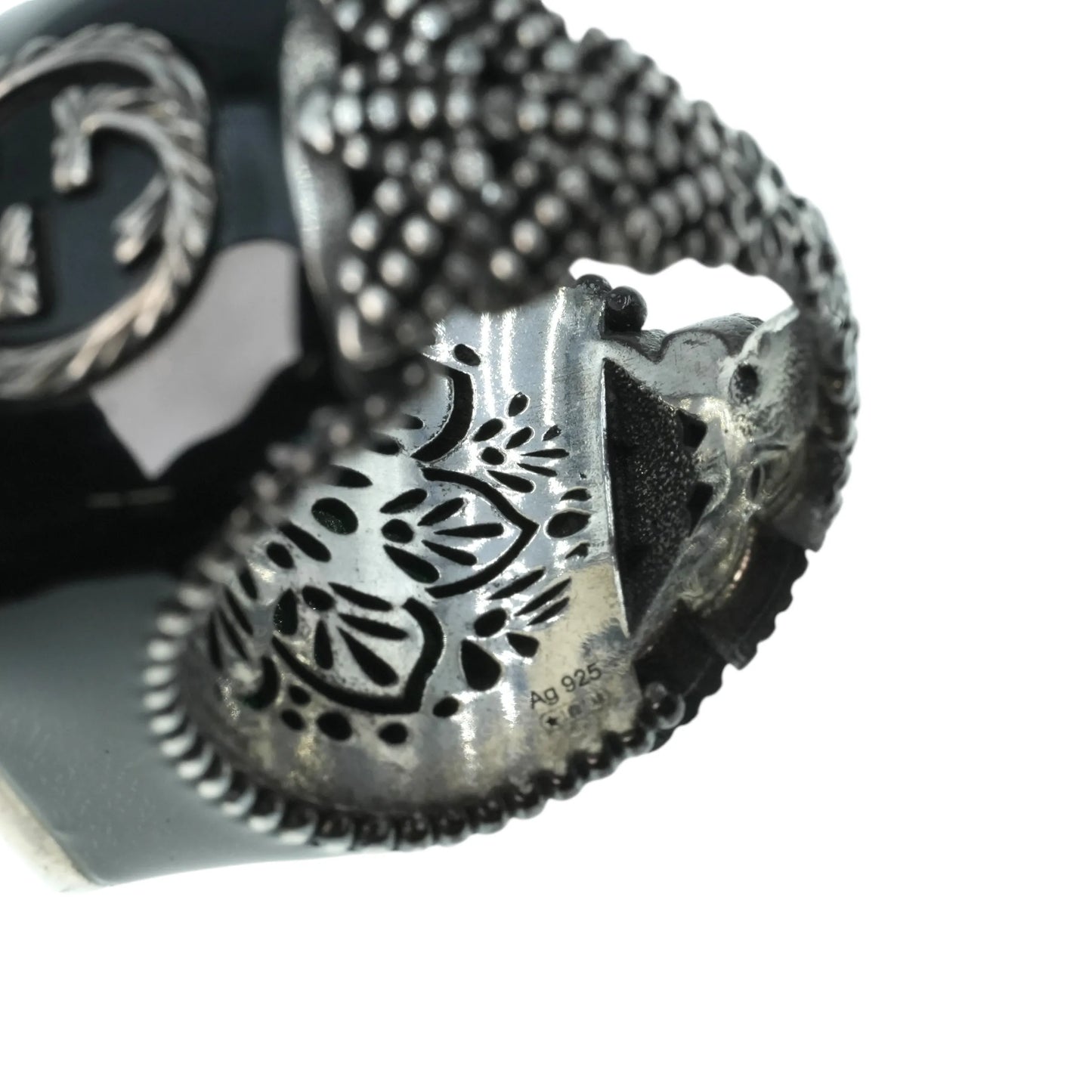 GUCCI Crystal GG Logo Ring - Silver 925