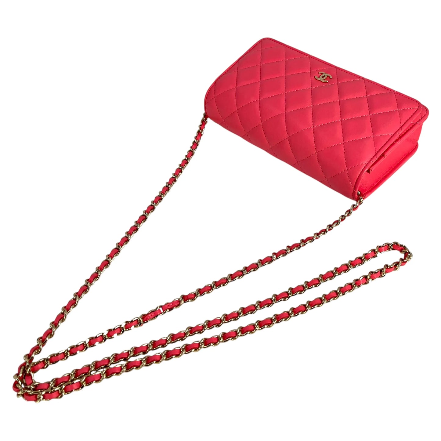 CHANEL Materasse Lamb Skin Chain Wallet - Pink