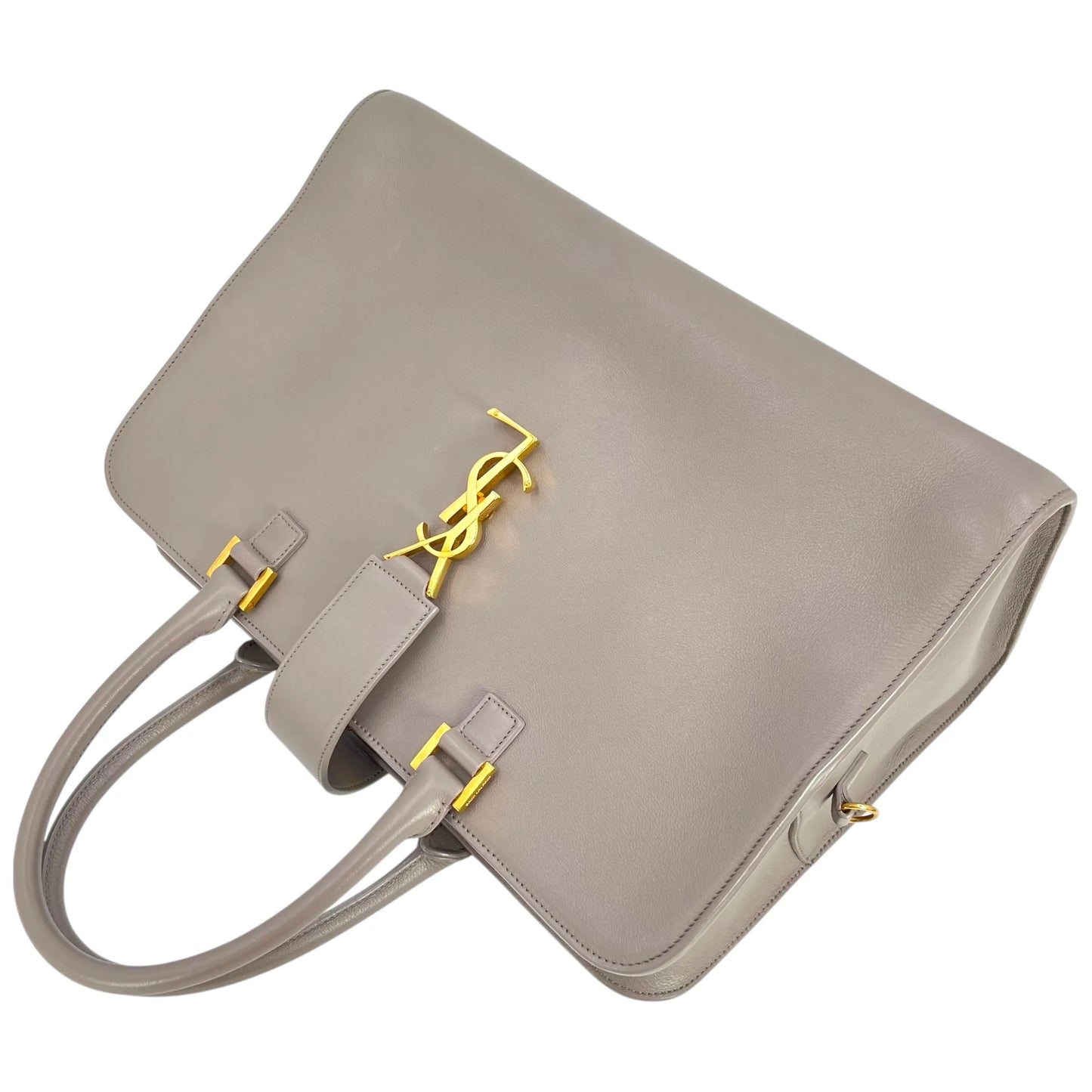 Saint Laurent Cabas Leather Hand Bag - Gray