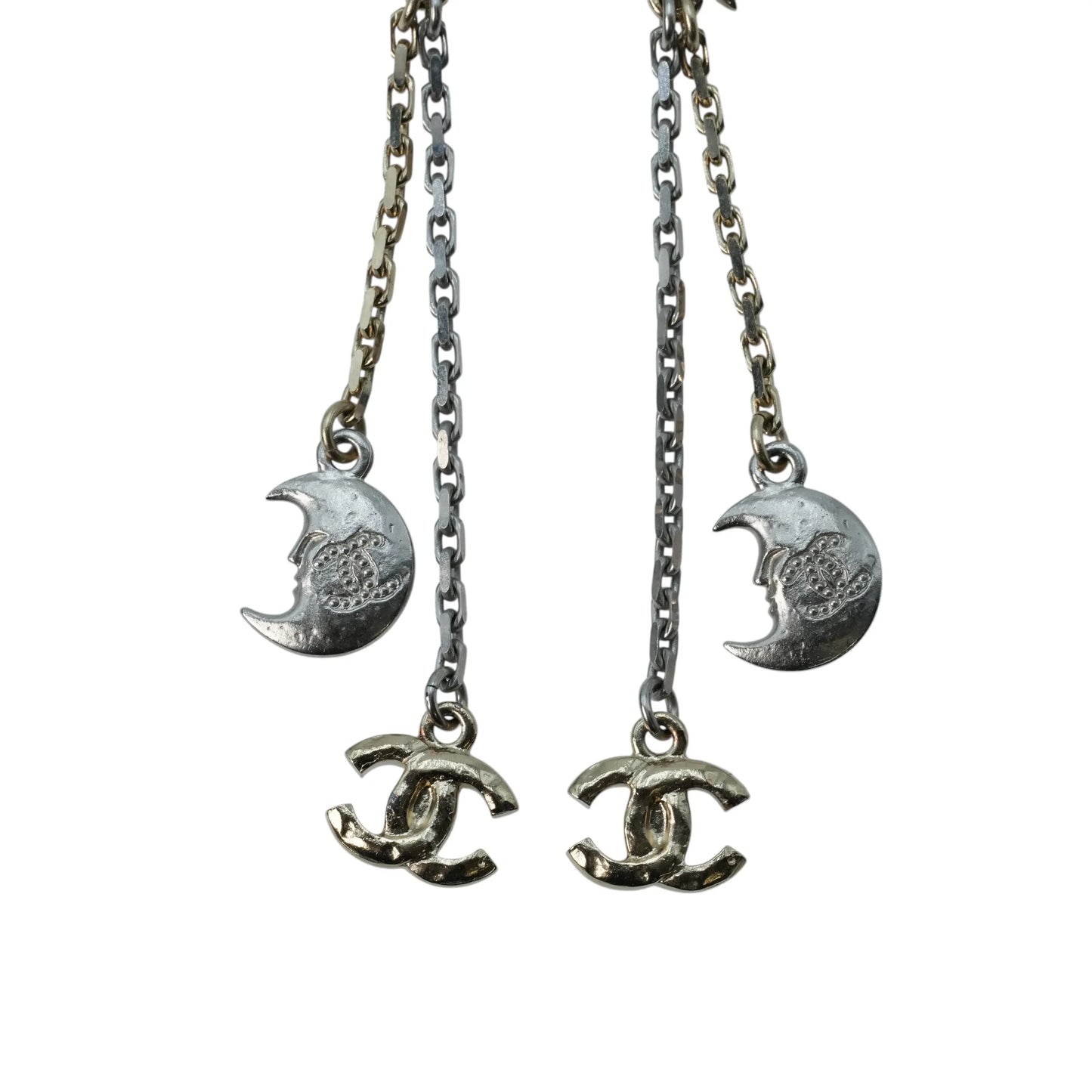 CHANEL Moon & Star CC Logo Dangle Earring 17B - Silver