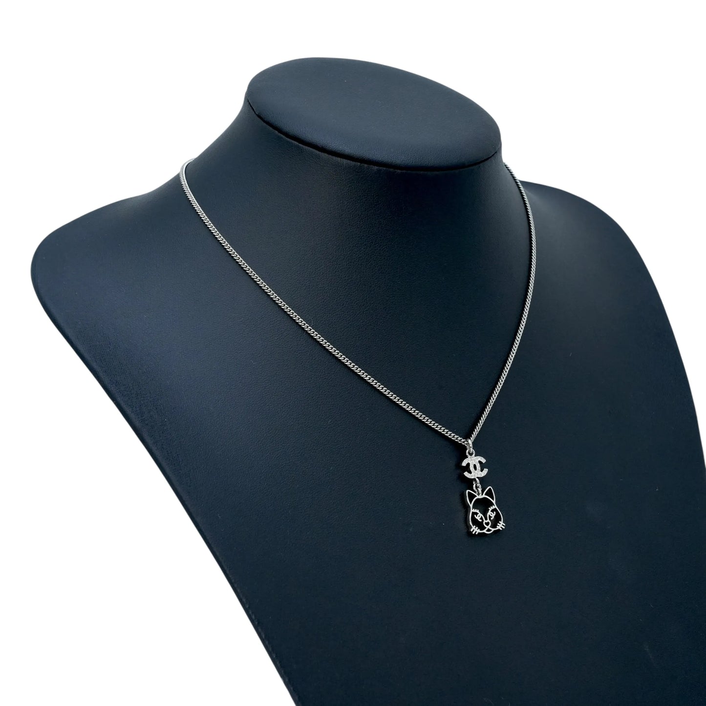 CHANEL Cat Pendant Necklace B16K - Silver