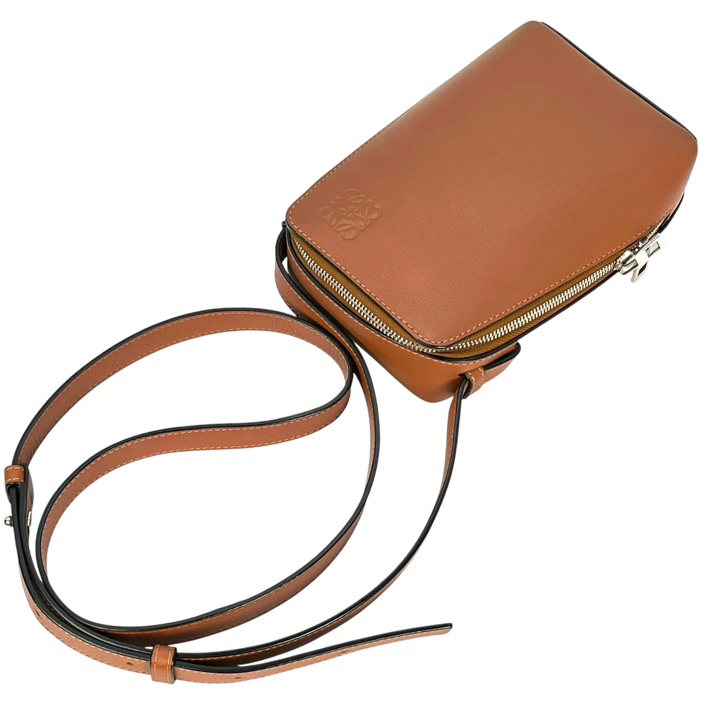 LOEWE Box Shoulder Bag Calfskin - Brown