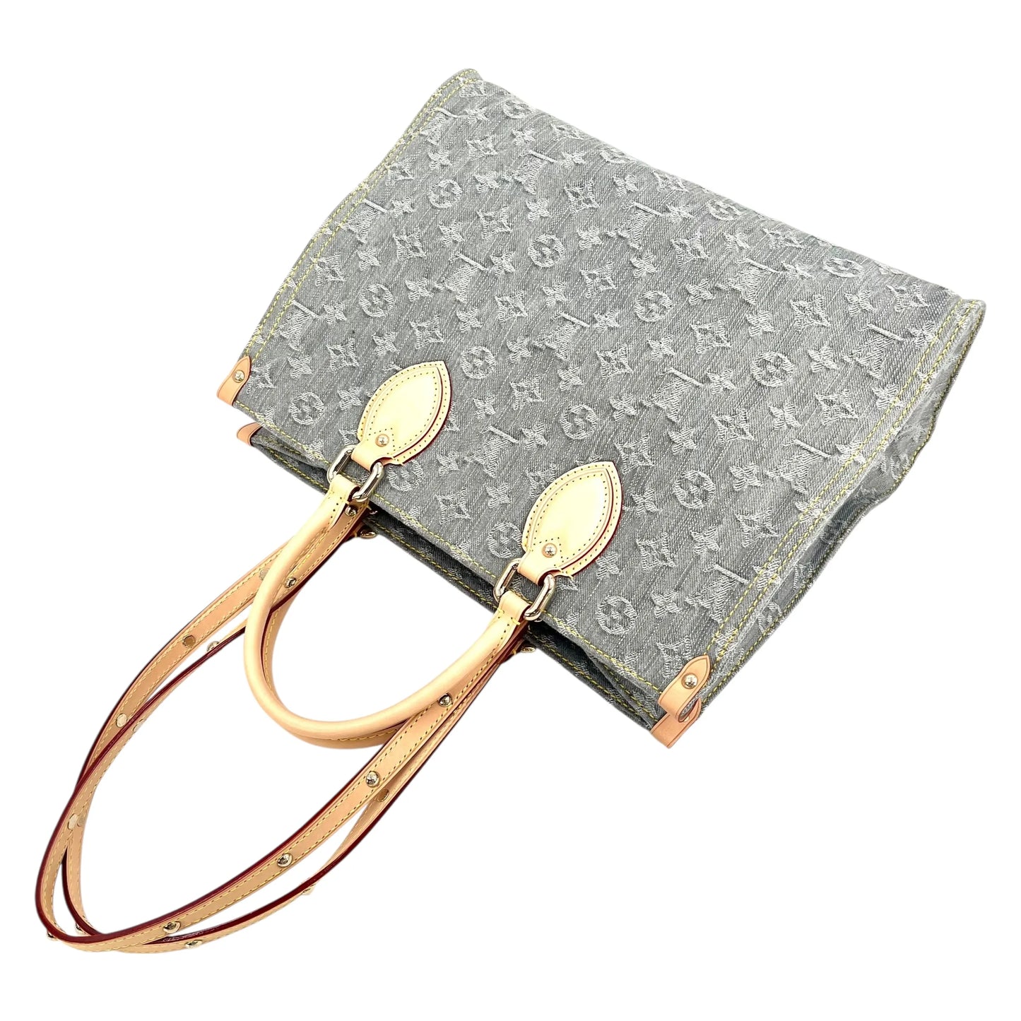 Louis Vuitton Monogram Denim MM Tote Bag - Blue Gray - 33685