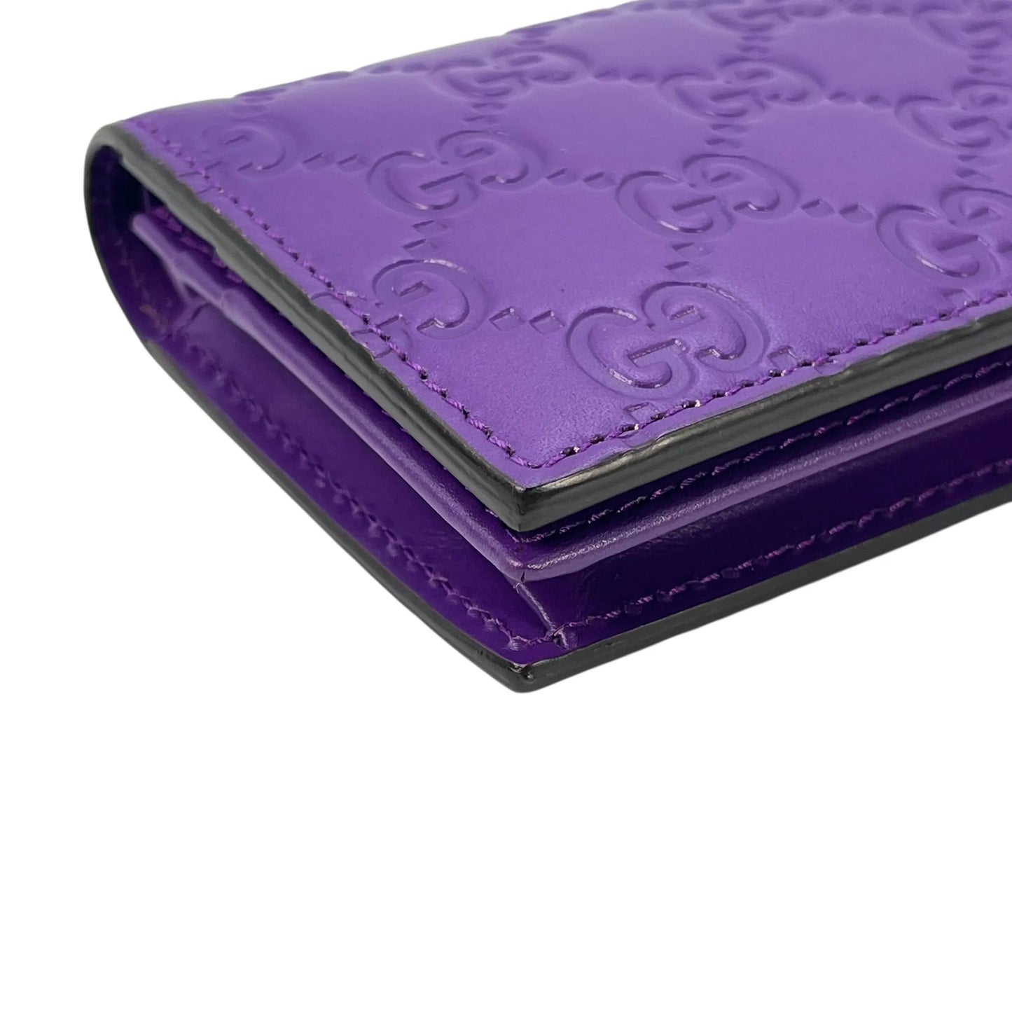 GUCCI Guccissima Leather Compact Wallet - Purple