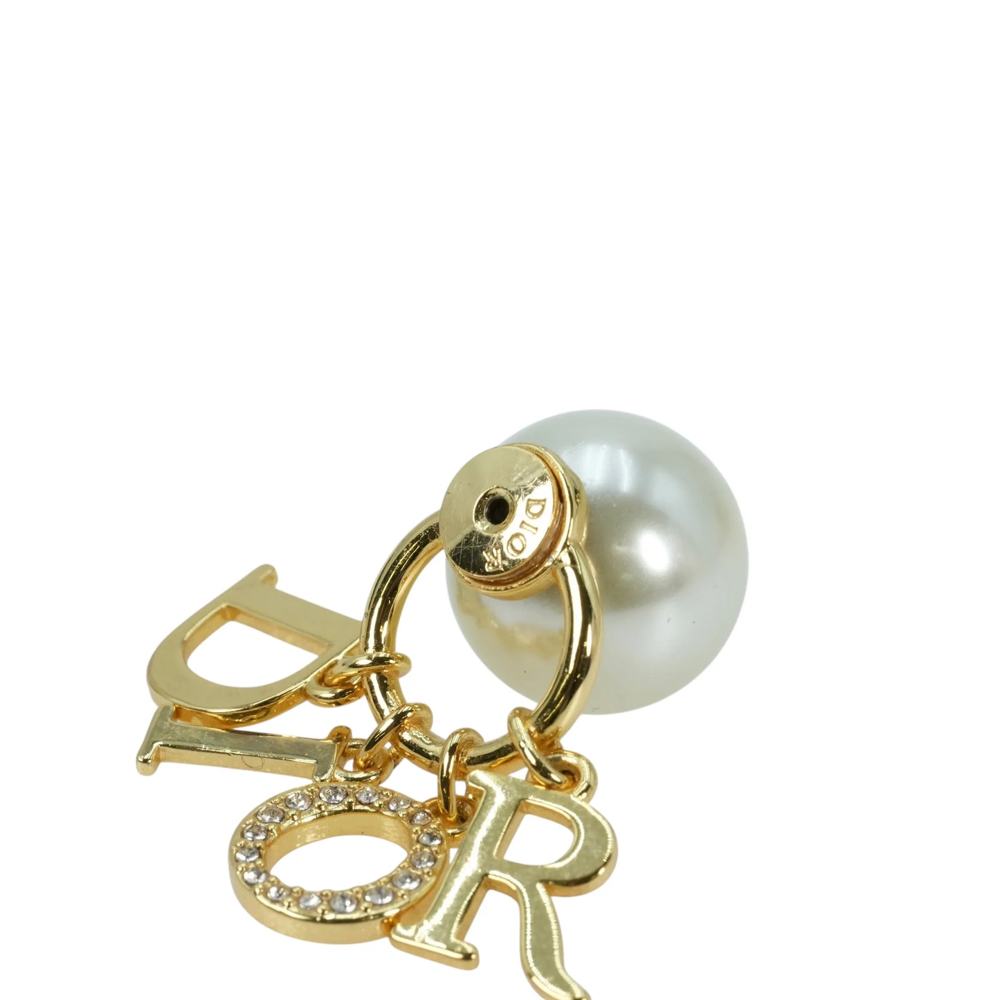Dior Fake Pearl Rhinestone Tribal Earring - Gold Plated