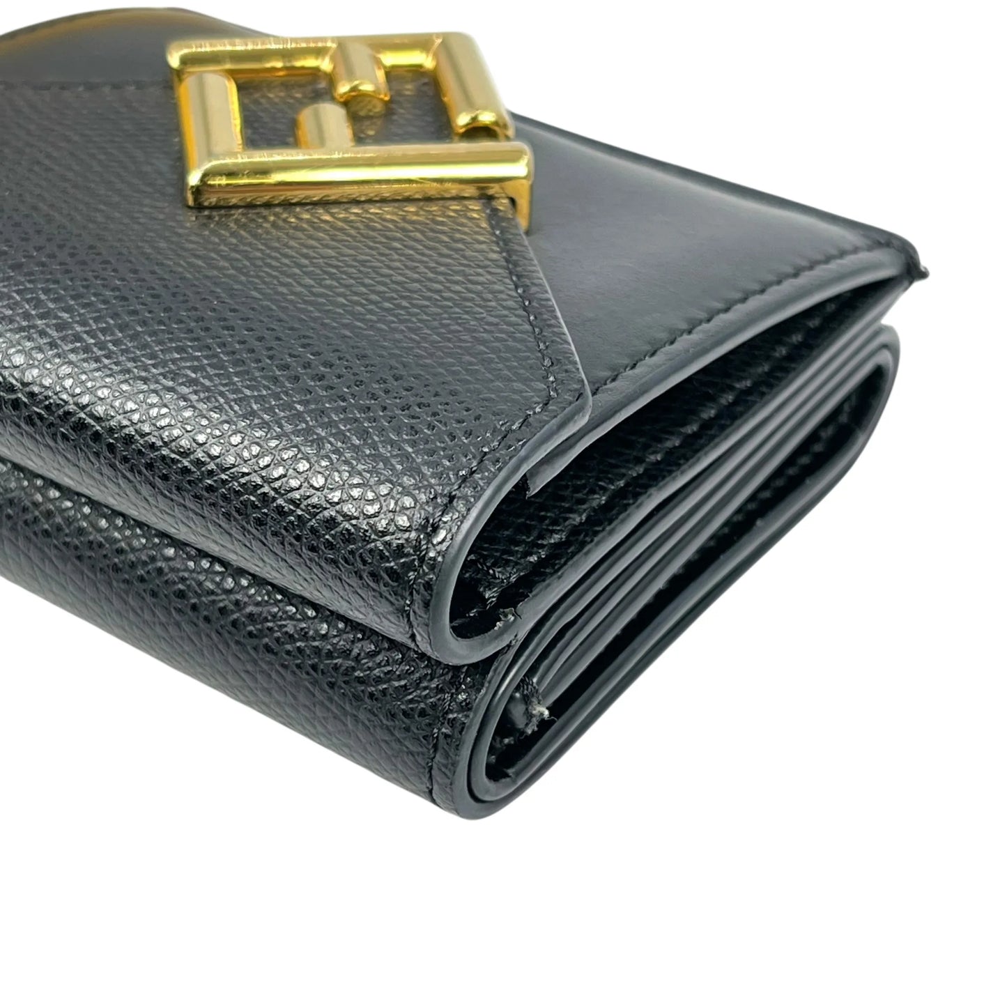 FENDI FF Diamond Tri-fold Compact Wallet - Black