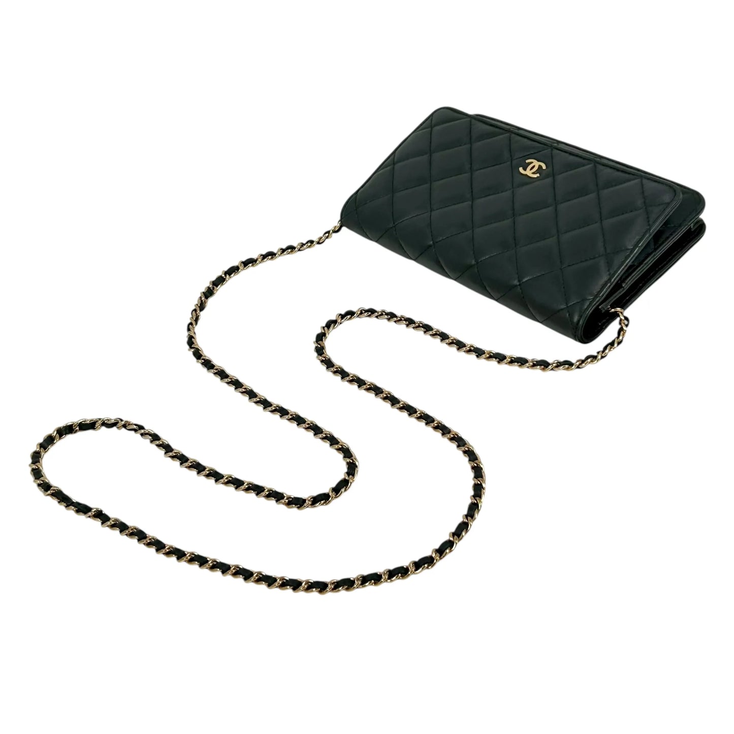 CHANEL Materasse Lambskin Chain Wallet Shoulder Bag - Black