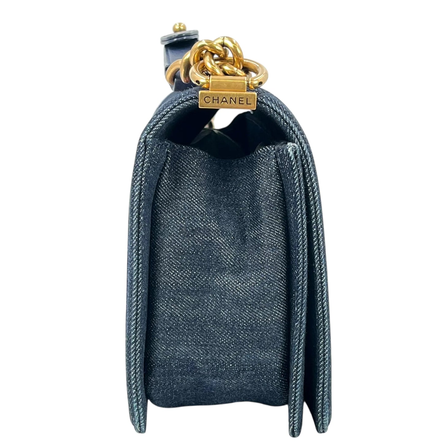 CHANEL Boy Flap Bag Chain Shoulder Bag - Navy
