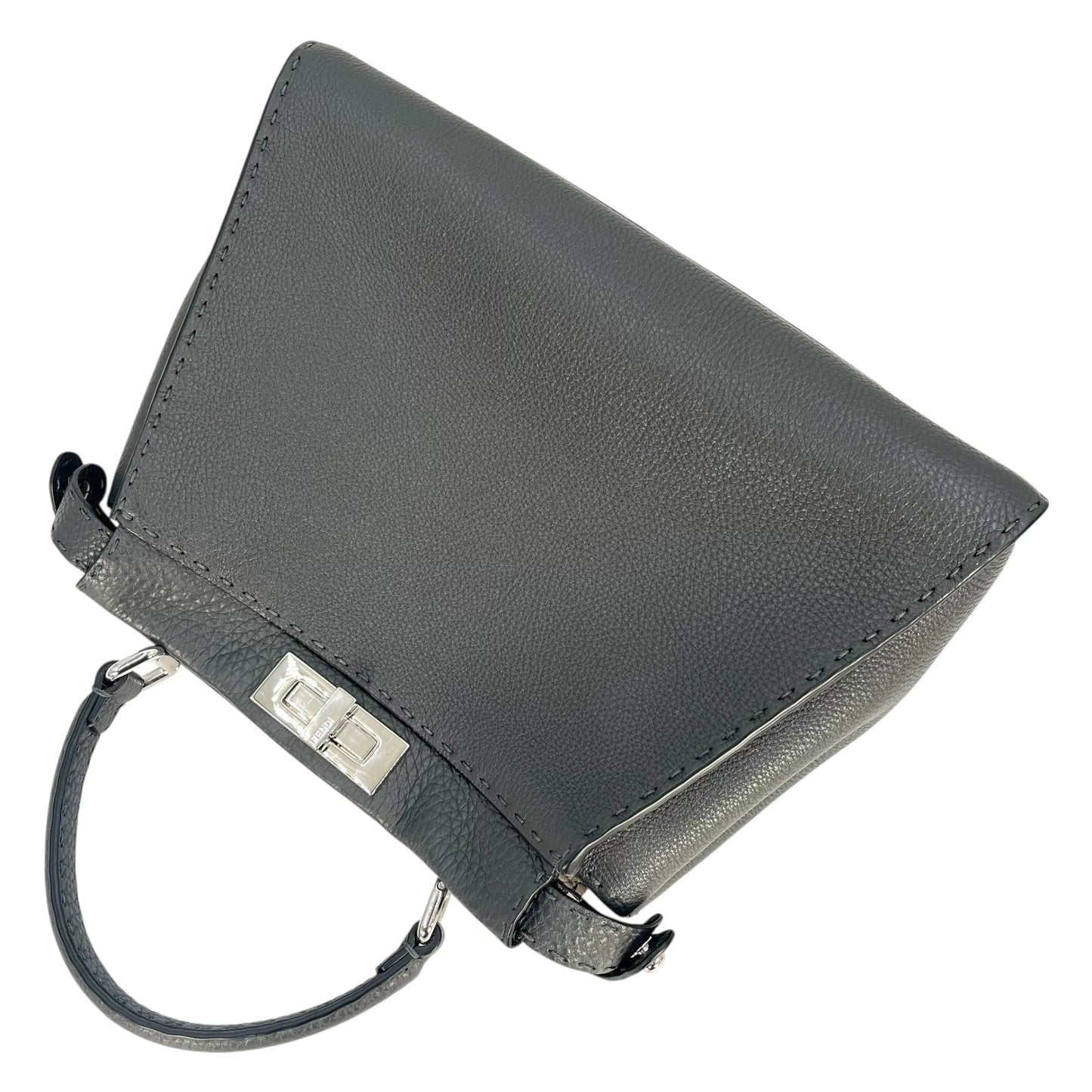 FENDI Peekaboo Leather Hand Bag Shoulder Bag - Gray