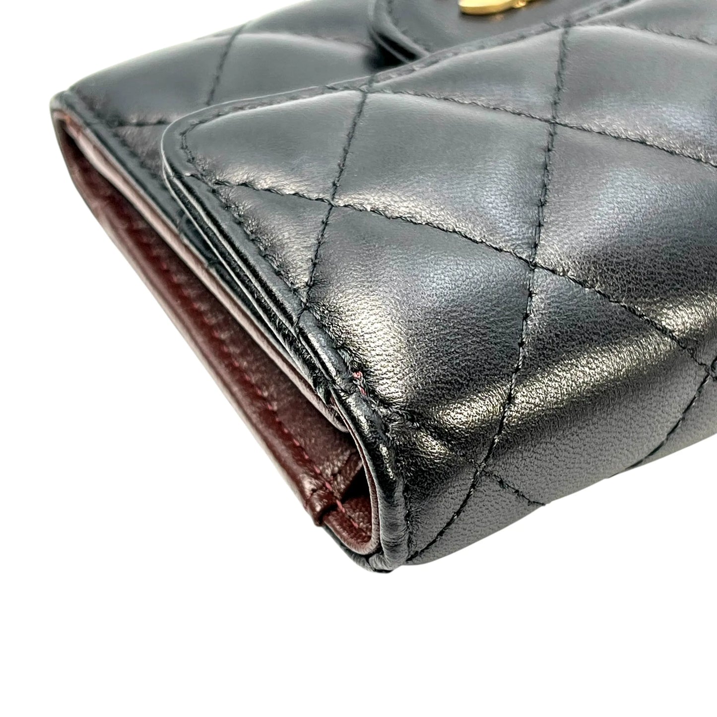 CHANEL Matelasse Classic Flap Compact Wallet Lambskin - Black