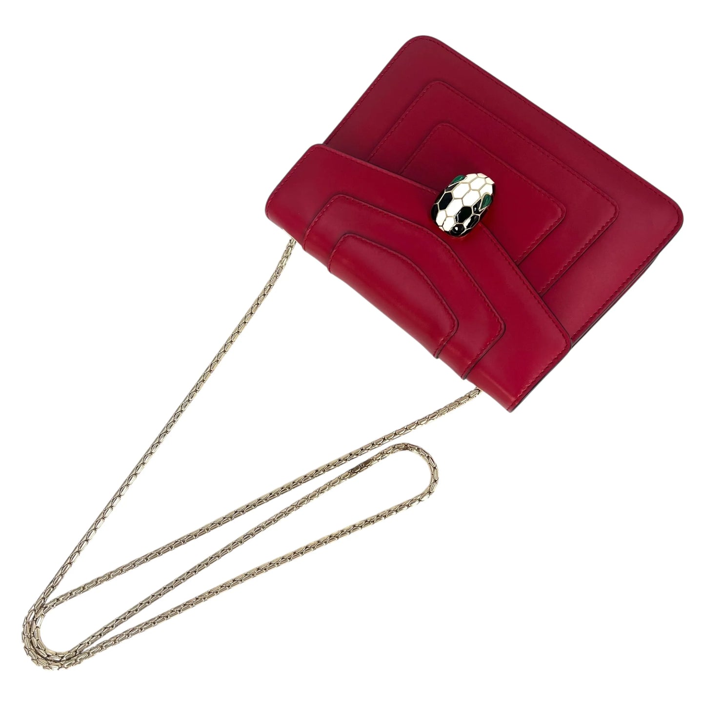 BVLGARI Serpenti Forever Crossbody Bag Chain Shouder Bag - Red
