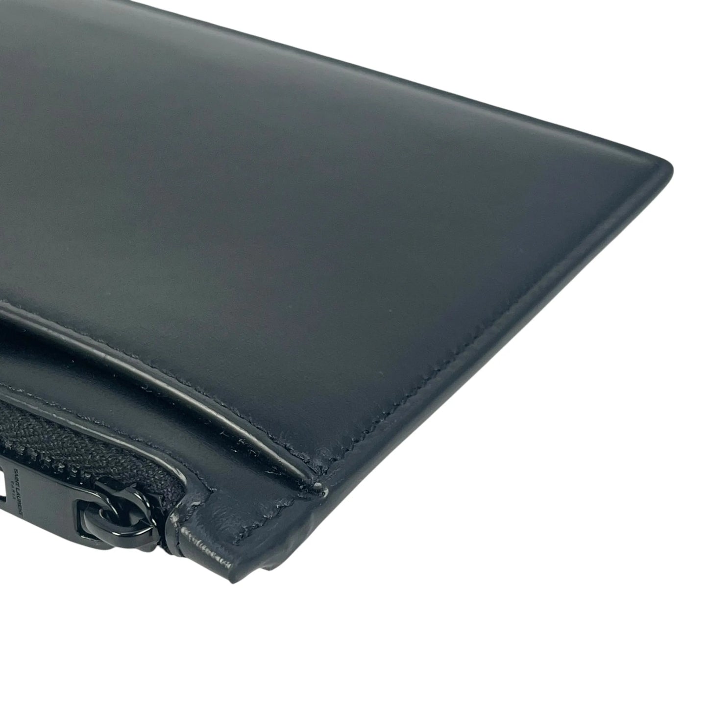 SAINT LAURENT Leather Pouch Long Wallet - Black