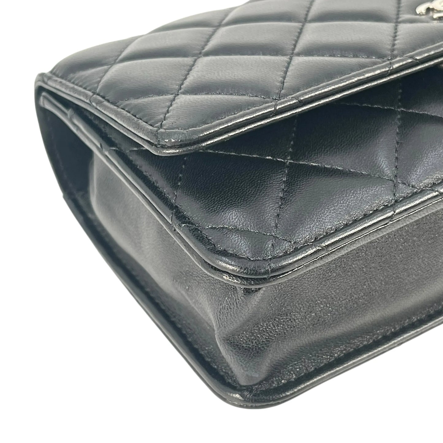 CHANEL Matelasse Lamskin Chain Wallet - Black