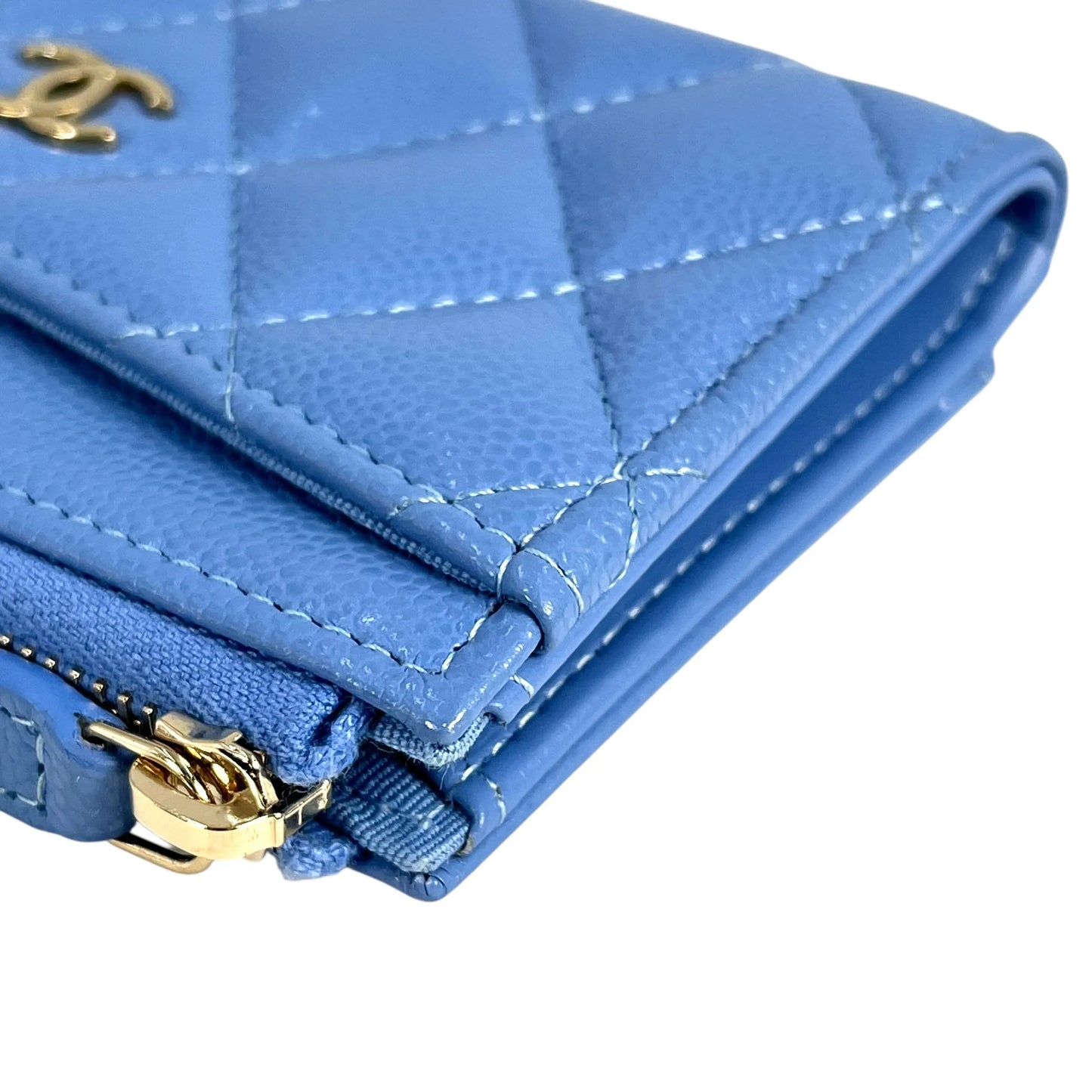 CHANEL Caviarskin Classic Zipped Coin Case - Blue