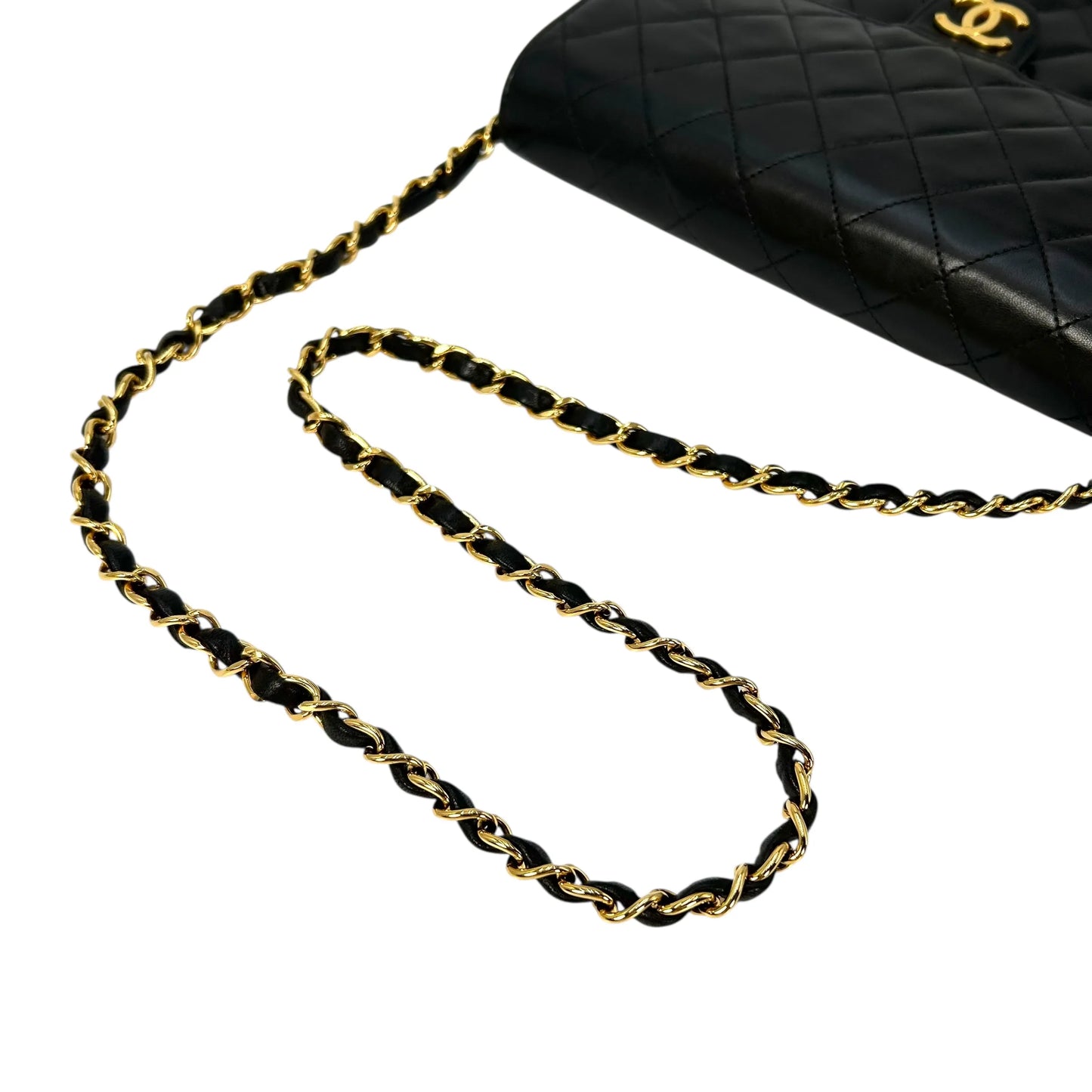 CHANEL Matelasse Lambskin Chain Shoulder Bag - Black