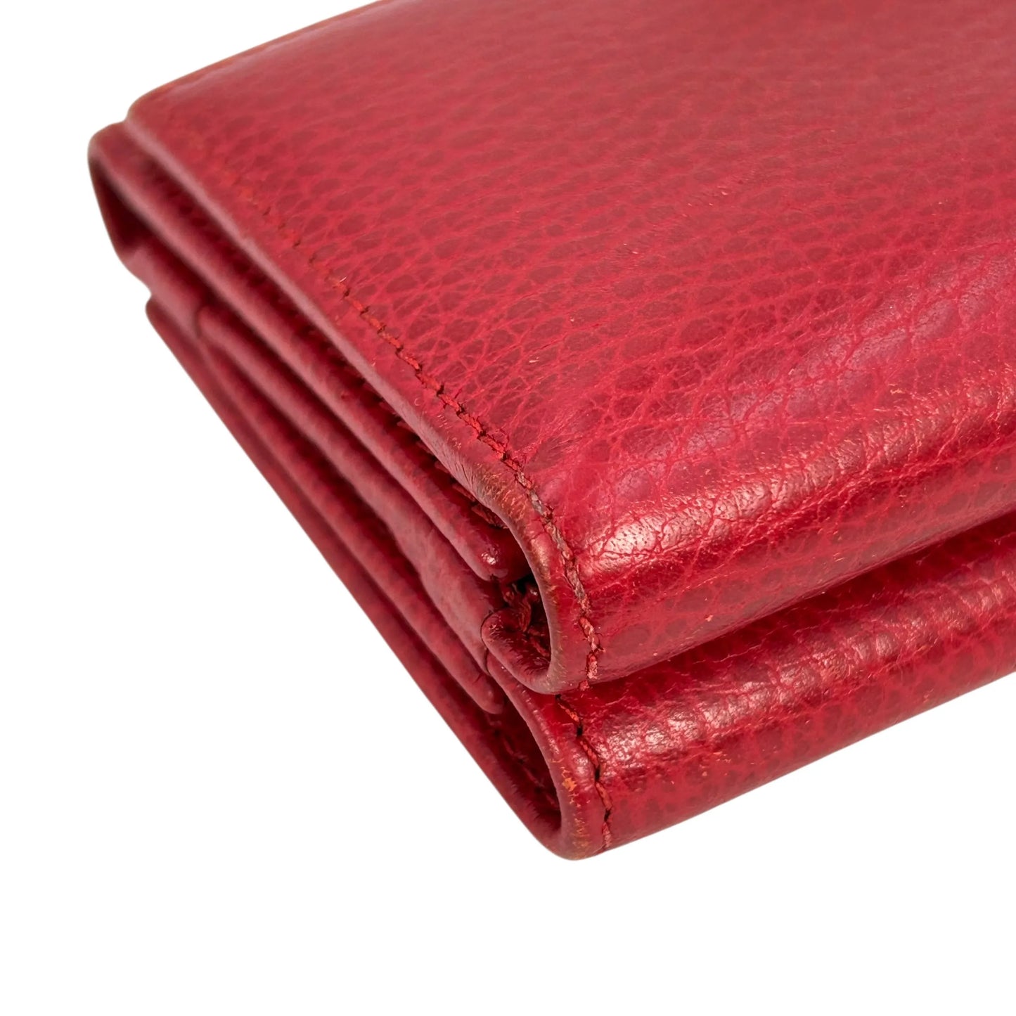 GUCCI GG Marmont Leather Trifold Compact Wallet - Red