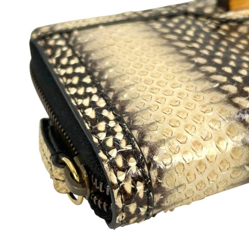 GUUCI Bamboo Zip Around Long Wallet - Beige × Brown
