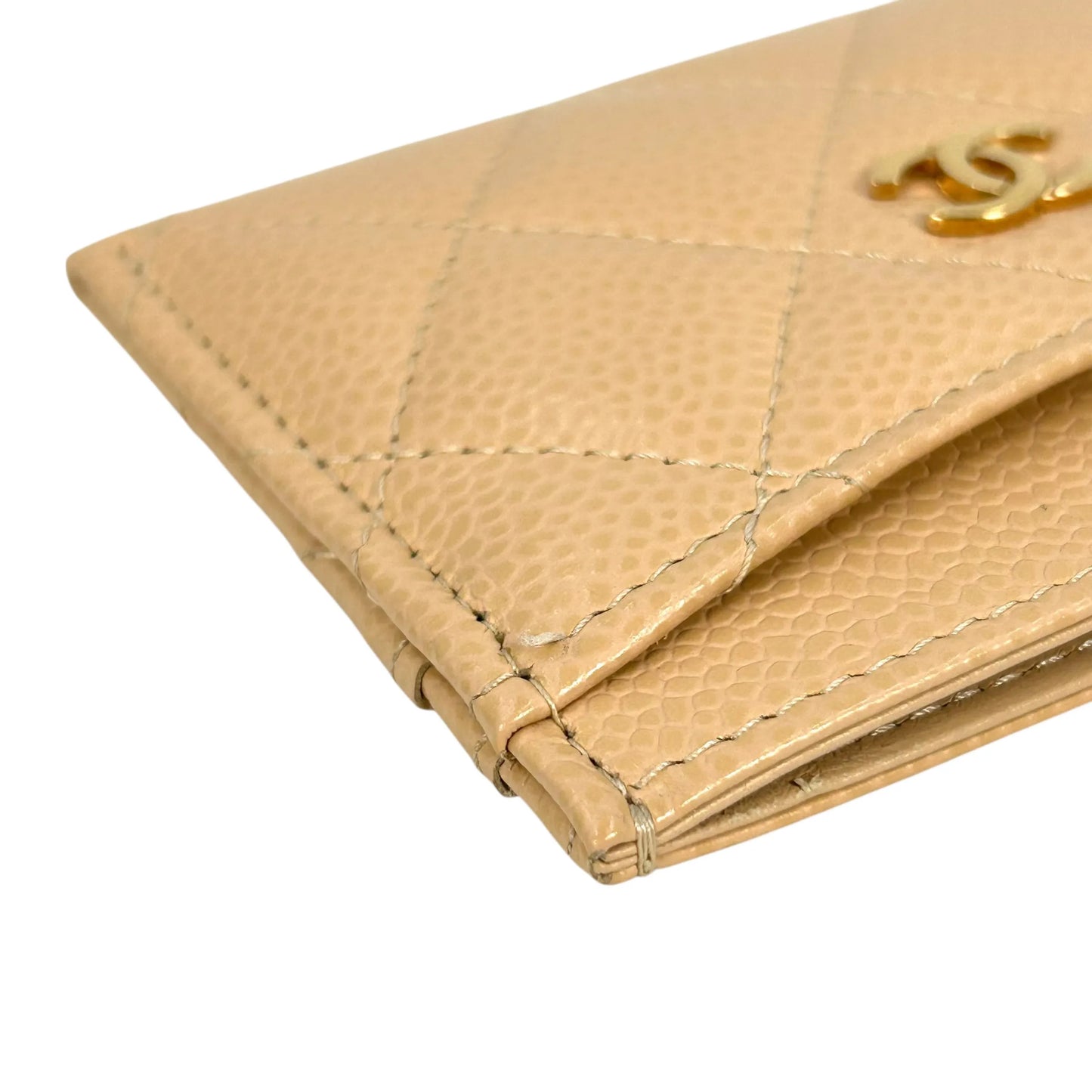 CHANEL Caviarskin Classic Flap Card Case - Beige