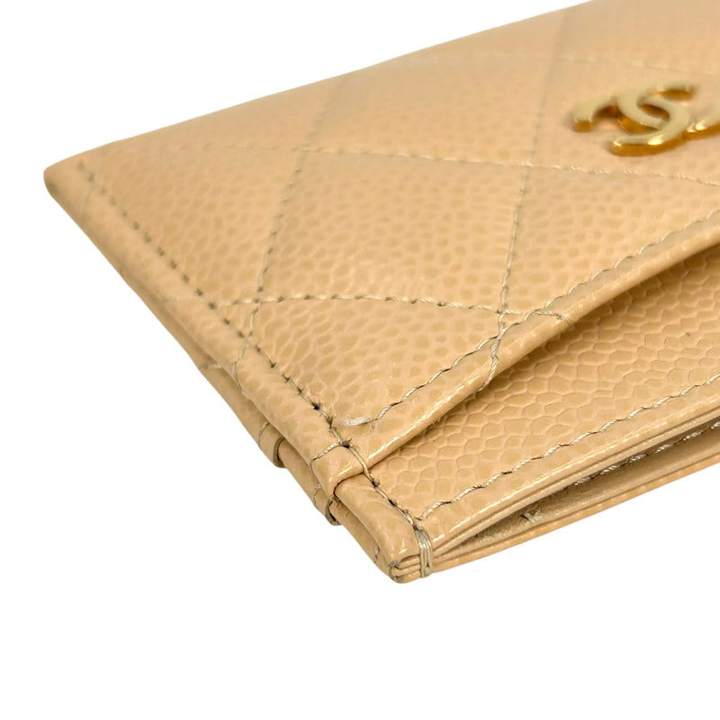 CHANEL Caviarskin Classic Flap Card Case - Beige
