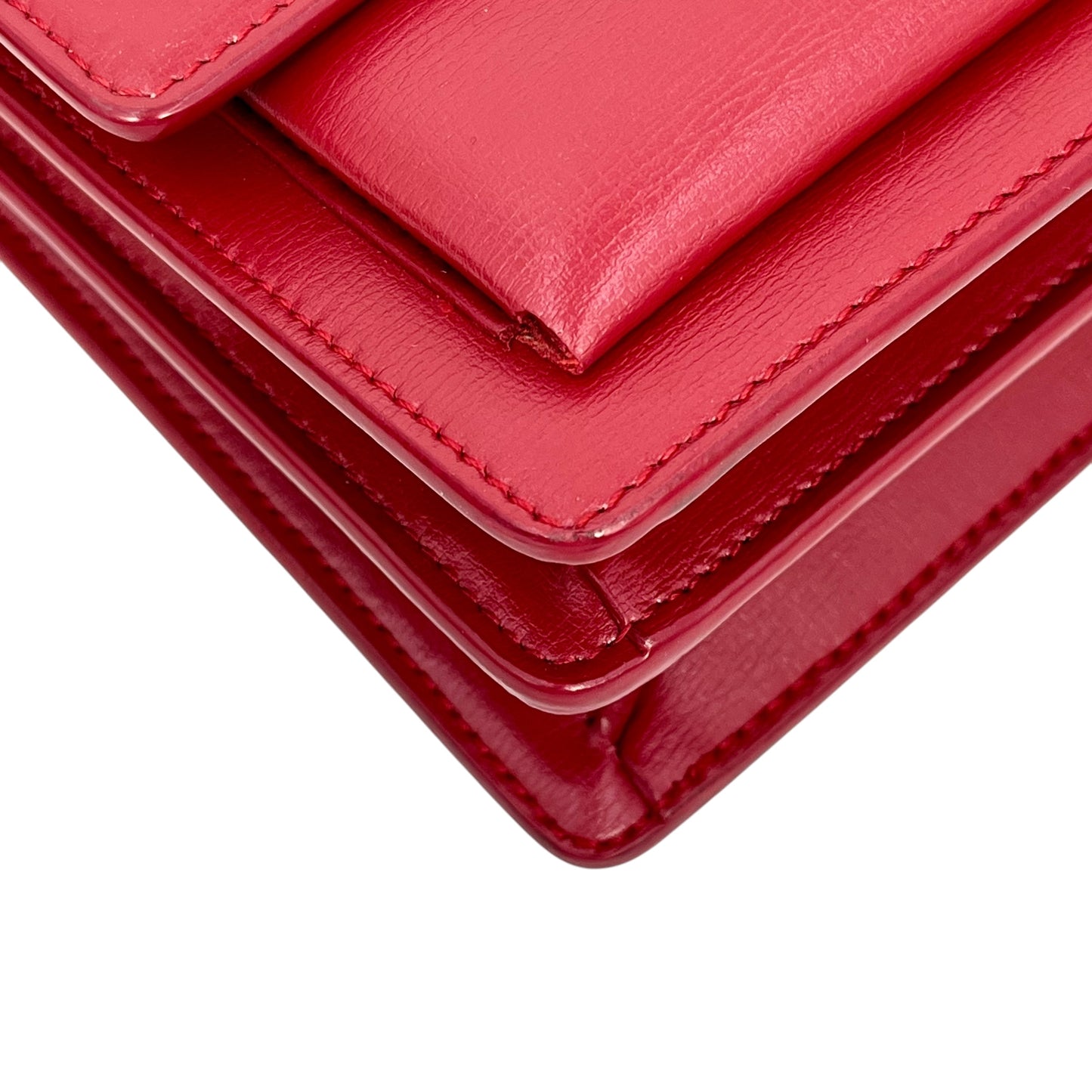 Salnt Laurent Sunset Leather Chain Shoulder Bag Red