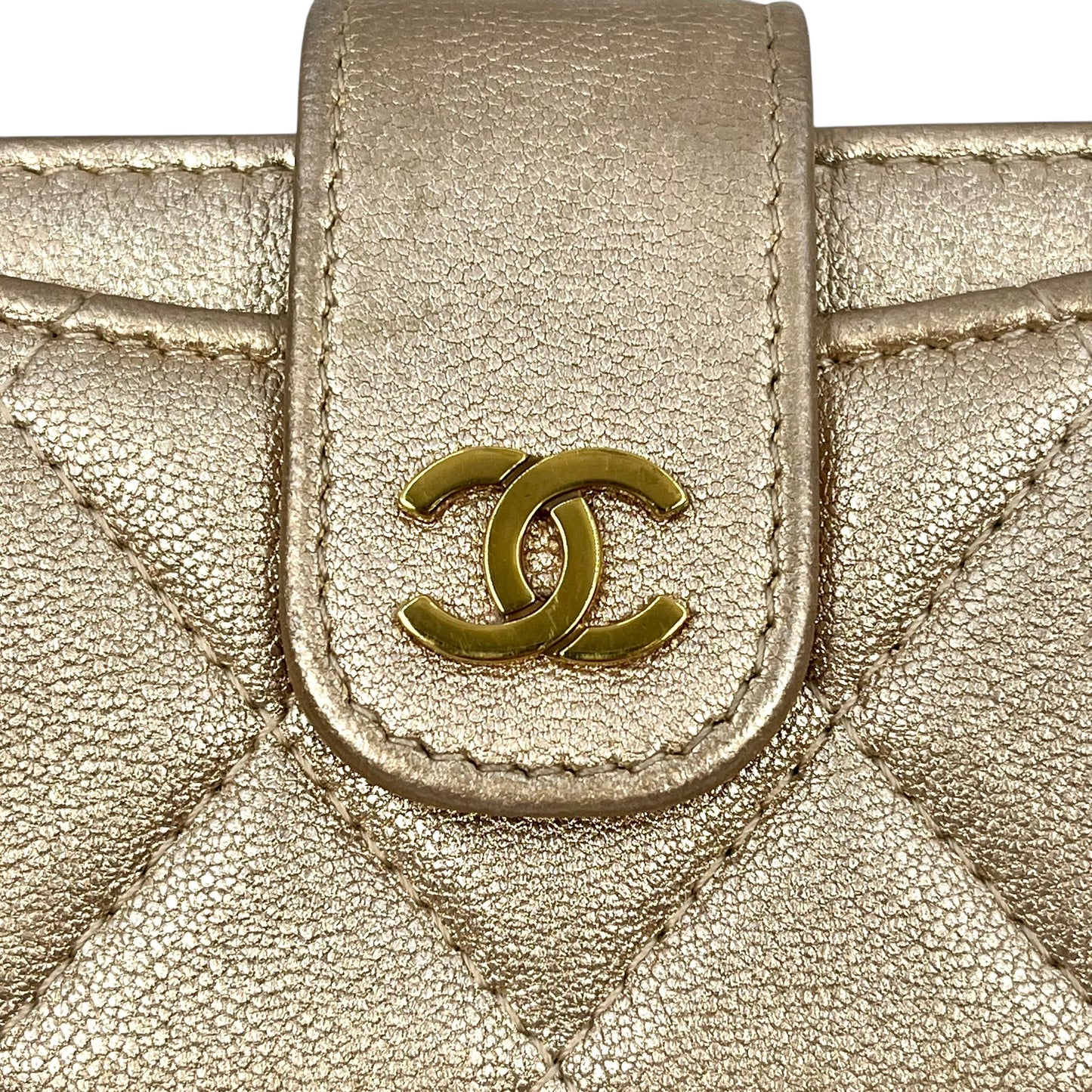 CHANEL Matelasse Caviar Skin Metallic Bi-fold wallet