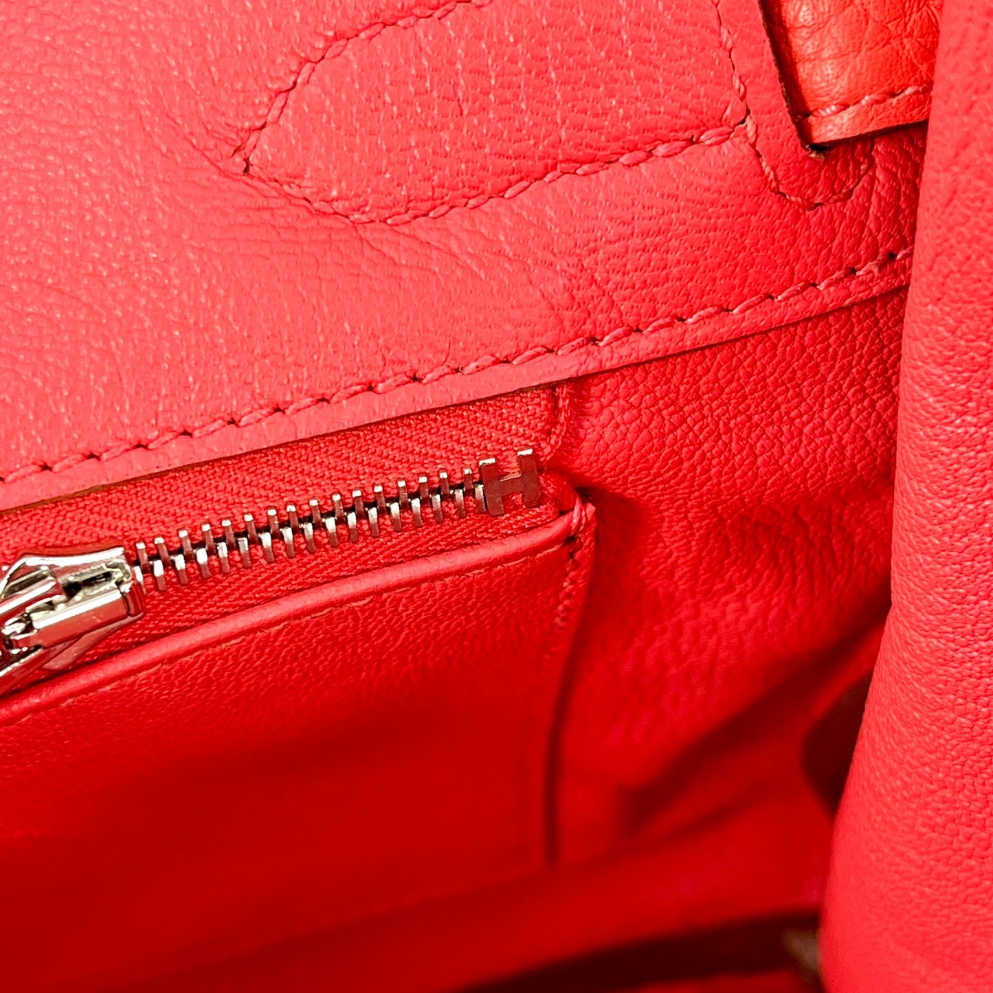 HERMES Birkin30 taurillon Rouge pivoine SVmetal fittings □R