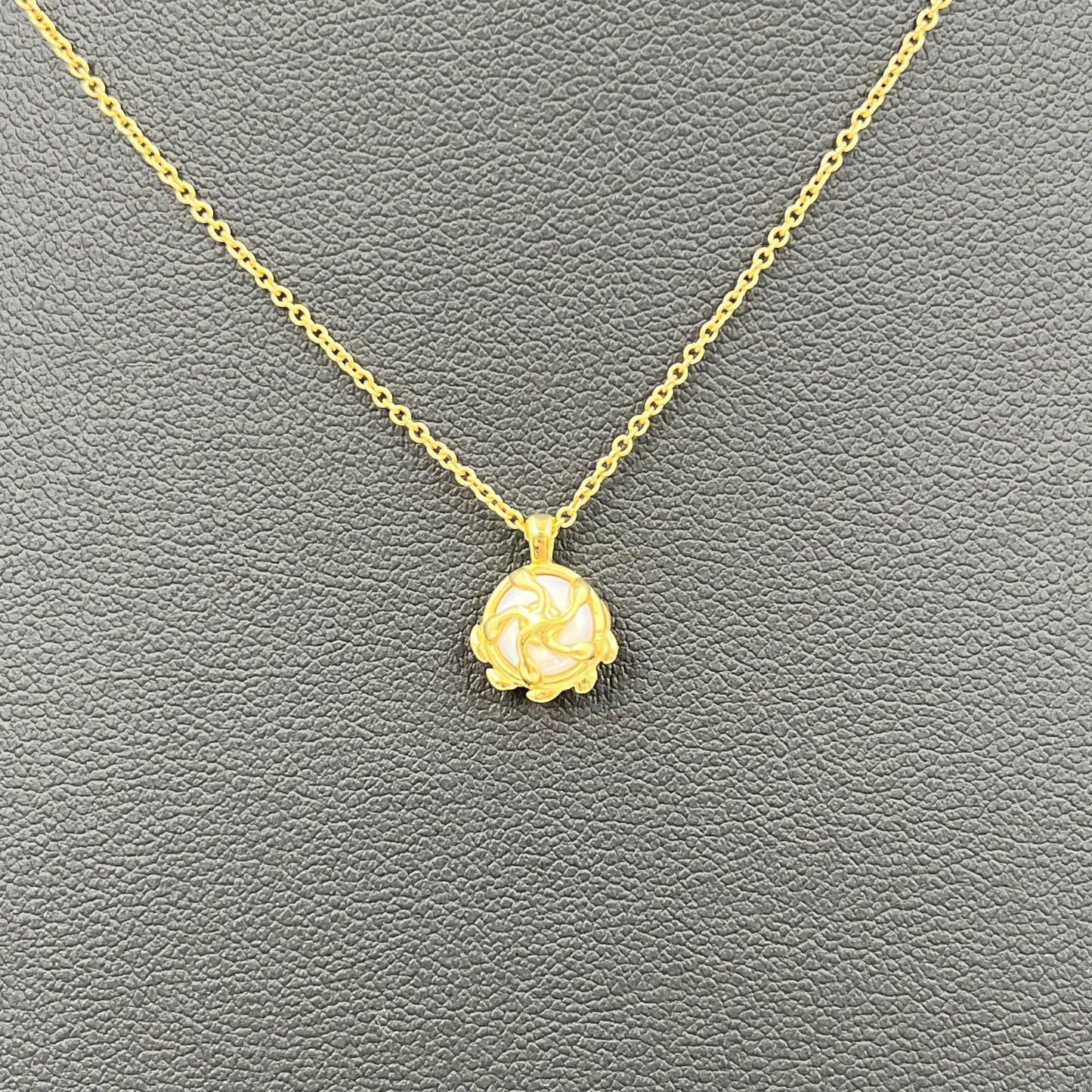 Tiffany Olive Leaf Pearl Pendant Necklace