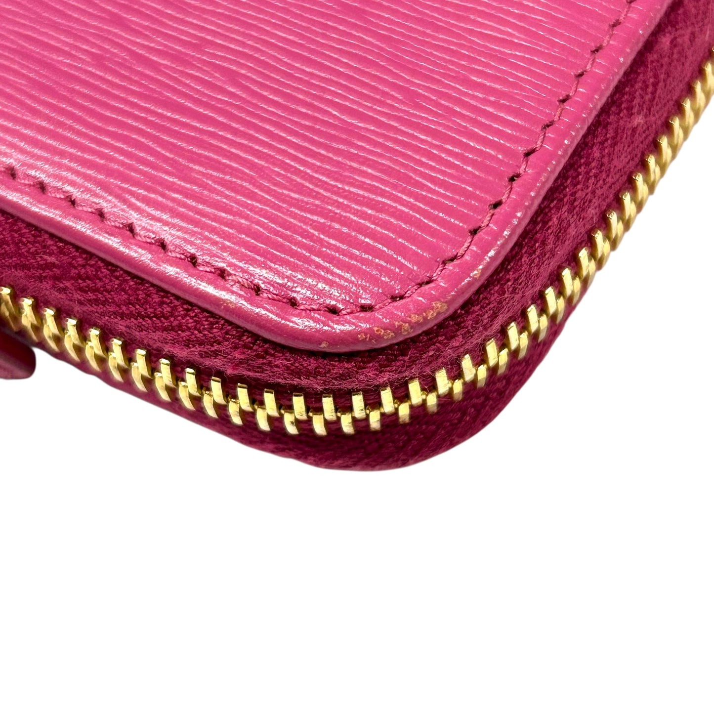 PRADA Round Zip Compact Wallet Coin Purse - Pink