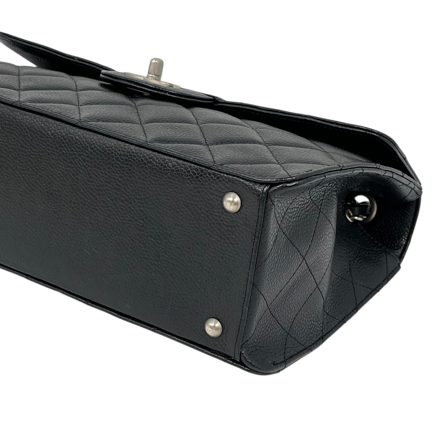 CHANEL Caviar Skin Matelasse Chain Shoulder Bag - Black