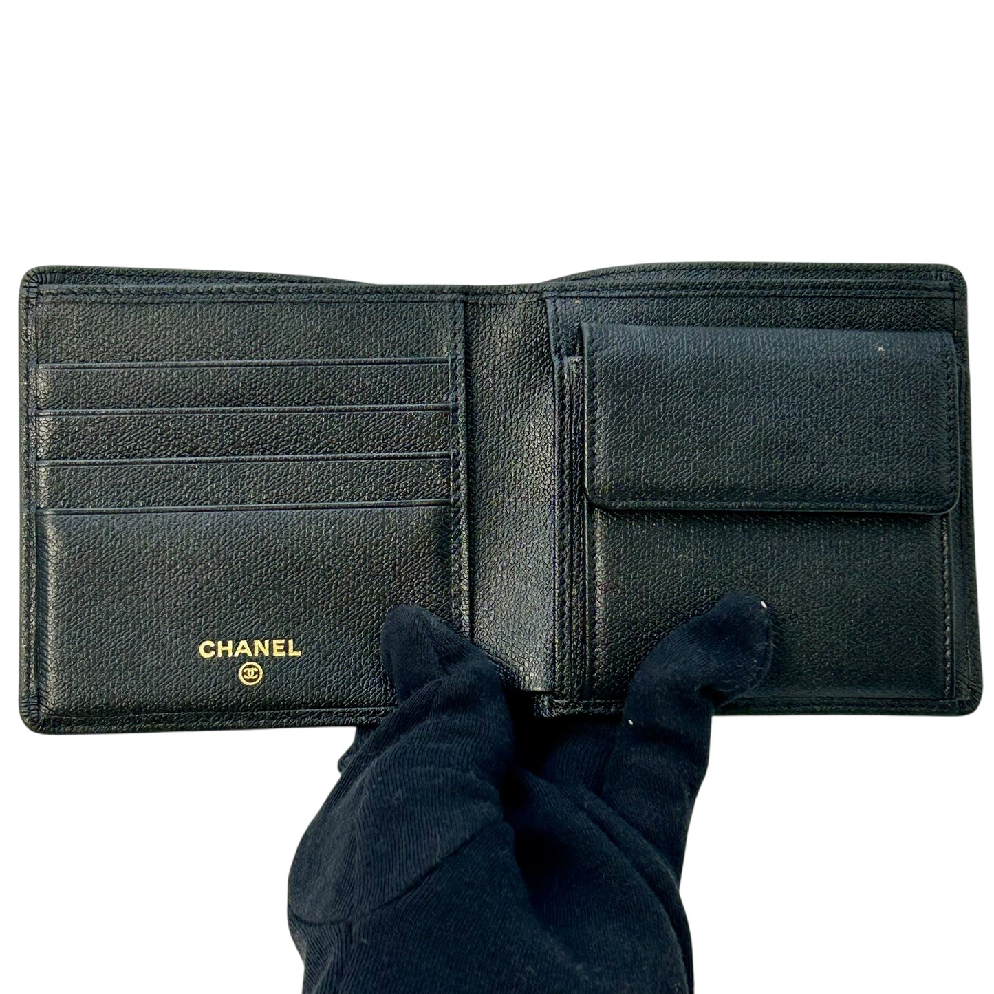CHANEL Coco Button Compact Wallet - Black