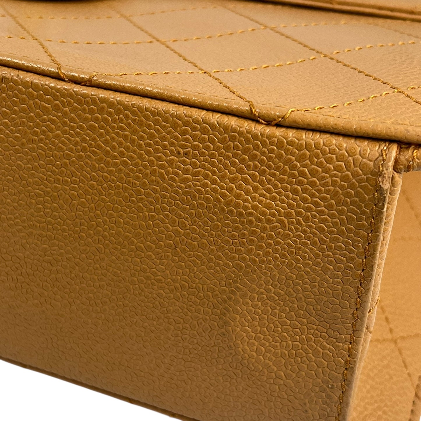 CHANEL Matelasse 30 Caviar Skin Gold Hardware Shoulder Bag - Beige Brown