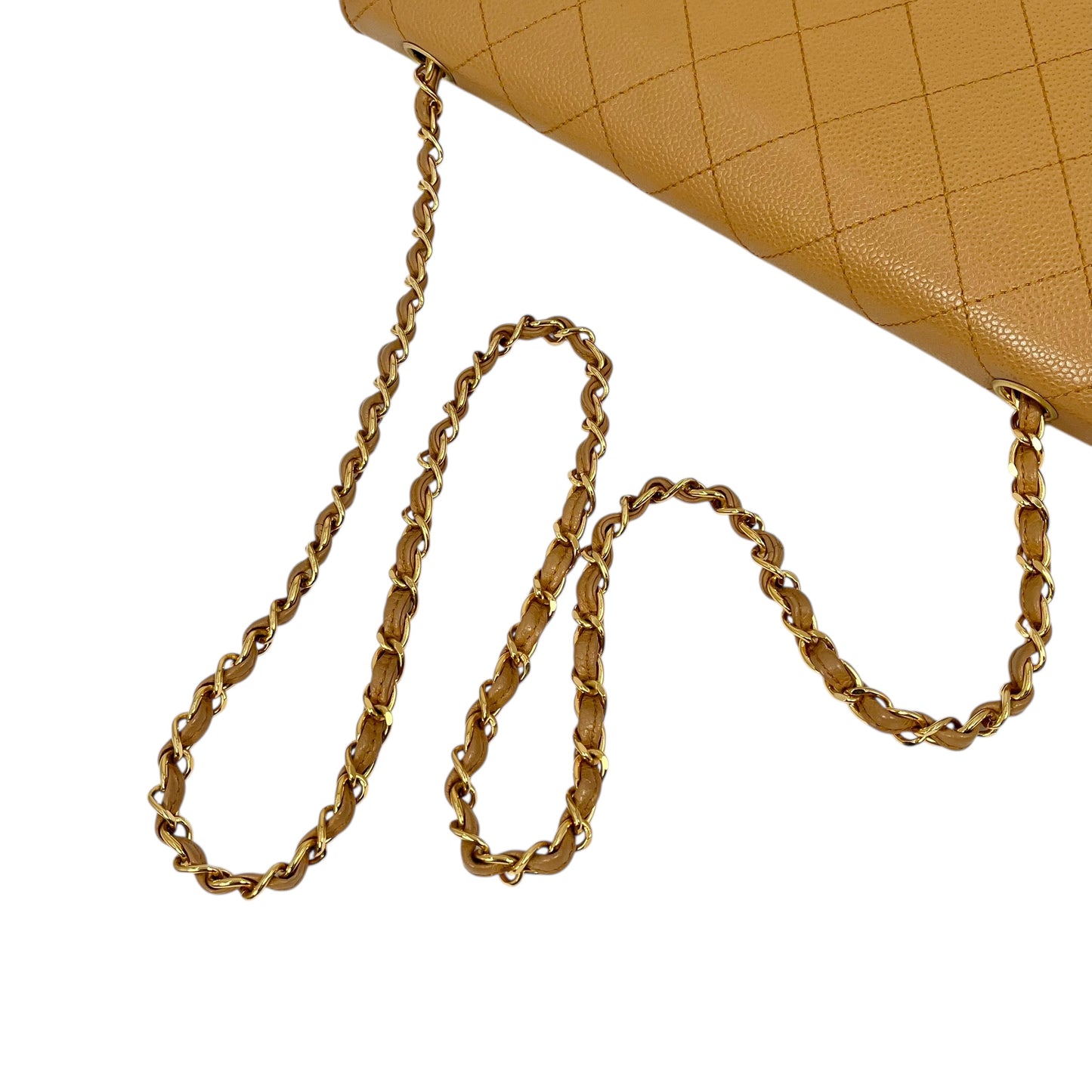 CHANEL Matelasse 30 Caviar Skin Gold Hardware Shoulder Bag - Beige Brown